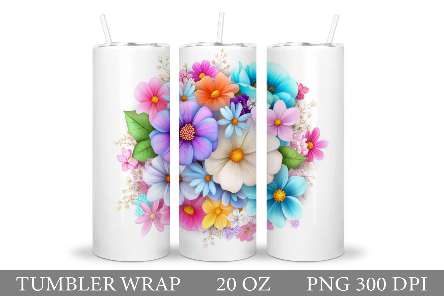 Flowers Tumbler Design. Sublimation Tumbler Flower product image 1