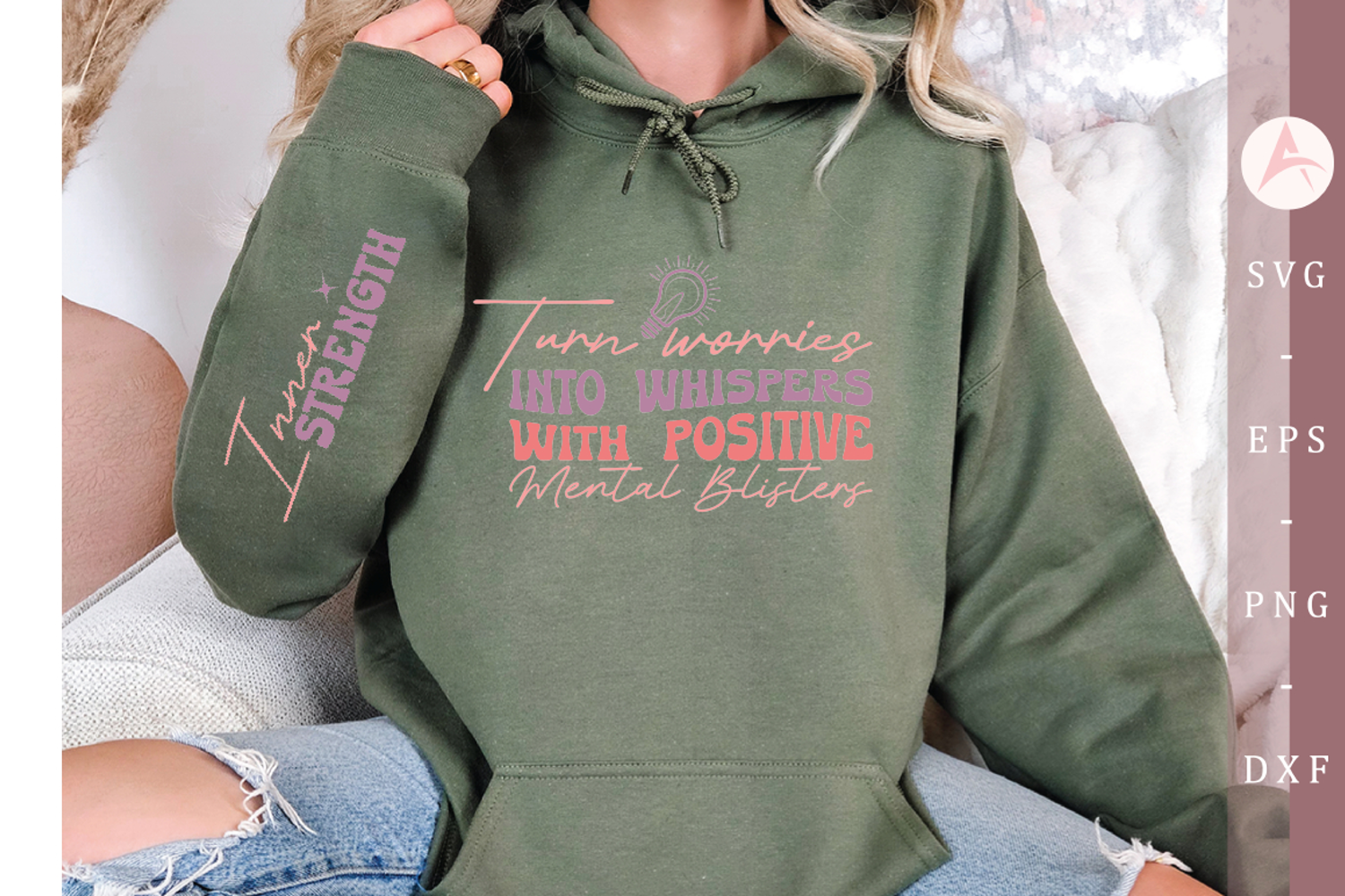 Turn worries into whispers with positive mental Sleeve SVG product image 1