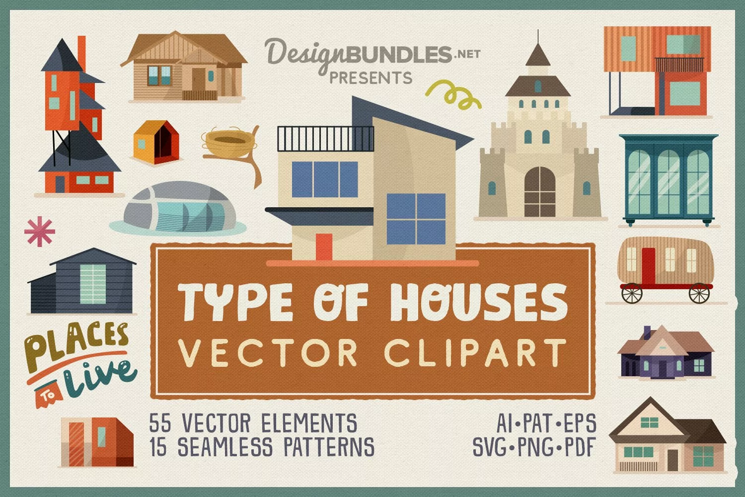Type of Houses Vector Clipart Pack product image 1