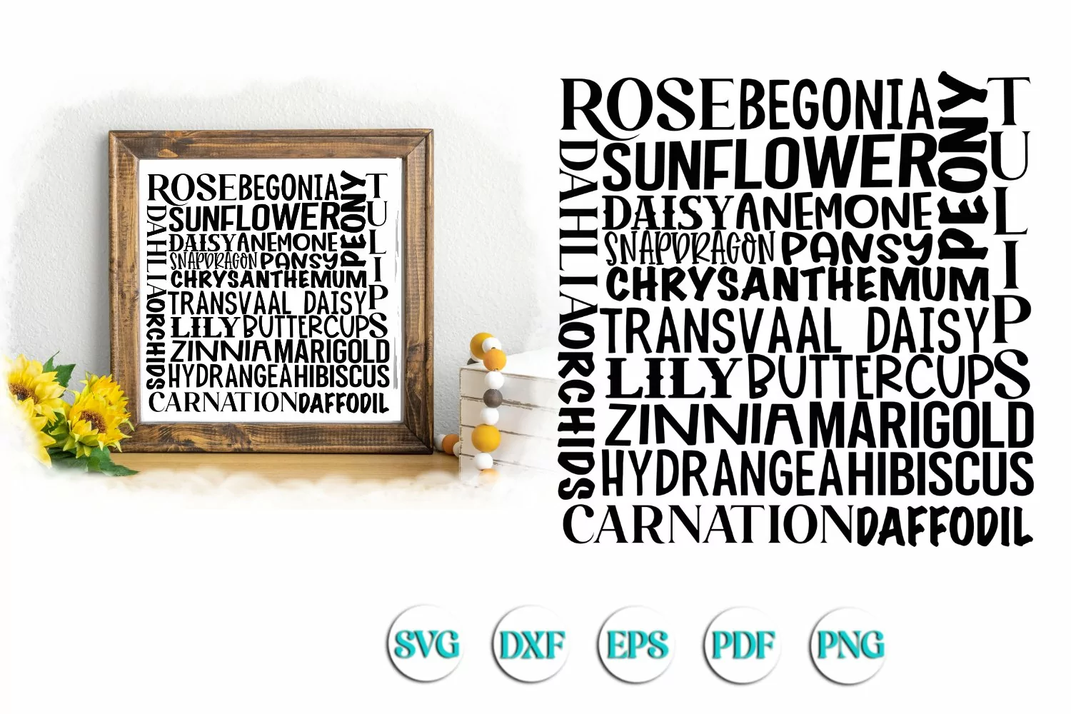 Flower Subway Art SVG Cut file product image 1