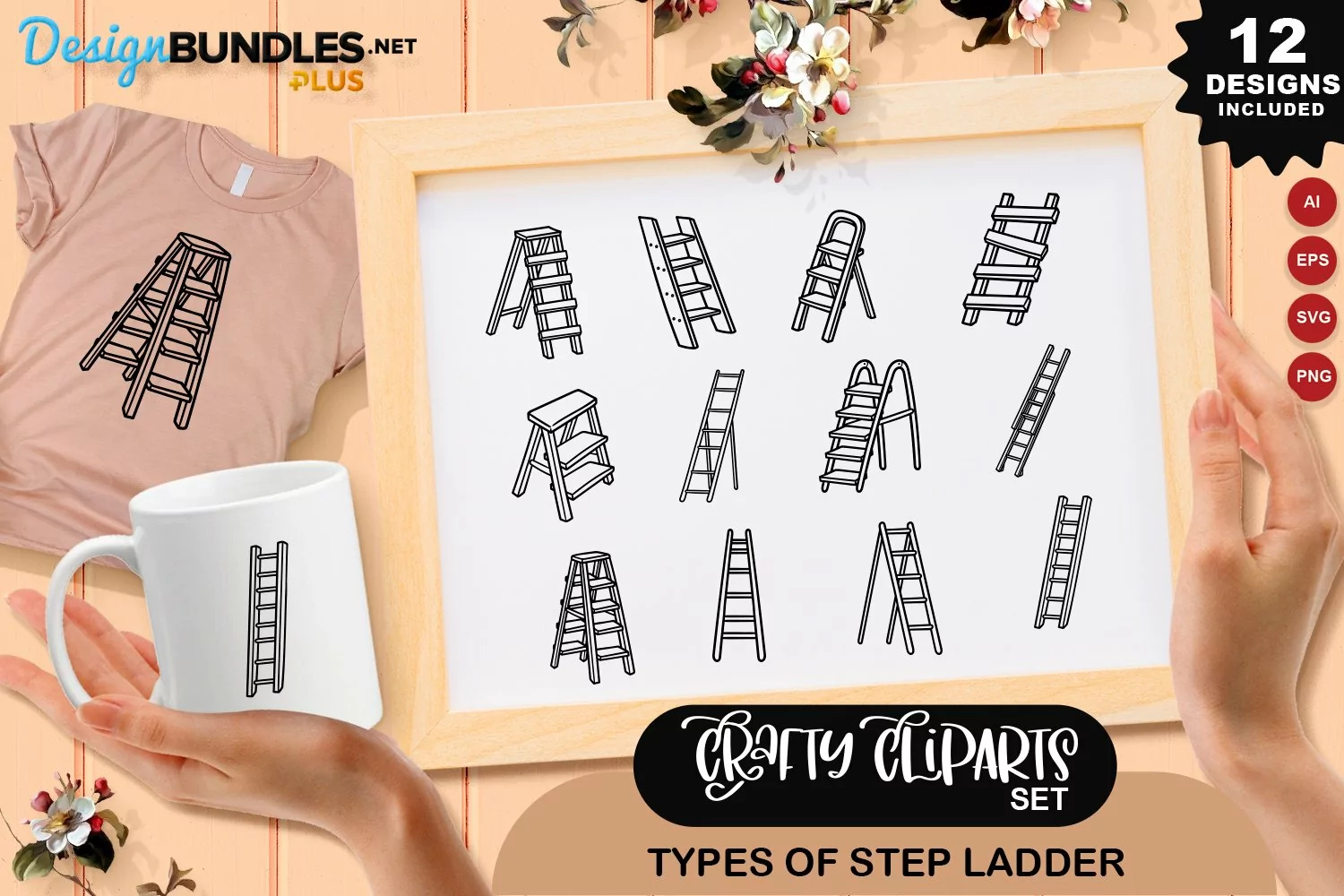 Types of Step Ladder Clipart Set product image 1