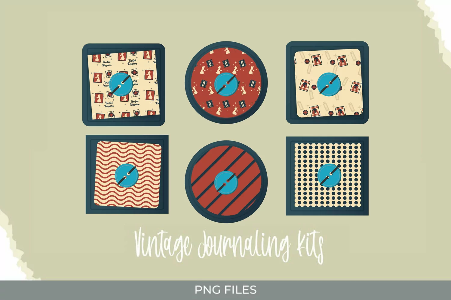 UK Retro Postage Pattern Buttons product image 1