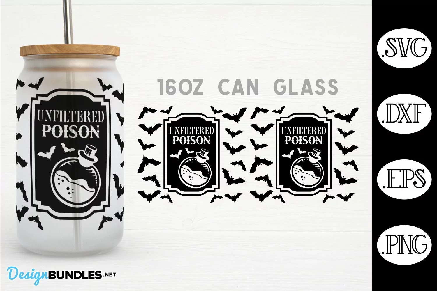 Poison Halloween Wrap For 16 oz Can Glass SVG product image 1