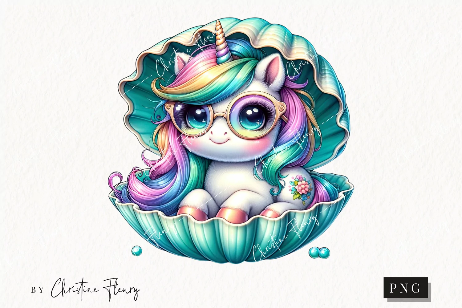 Unicorn In Seashell PNG | Beach PNG product image 1