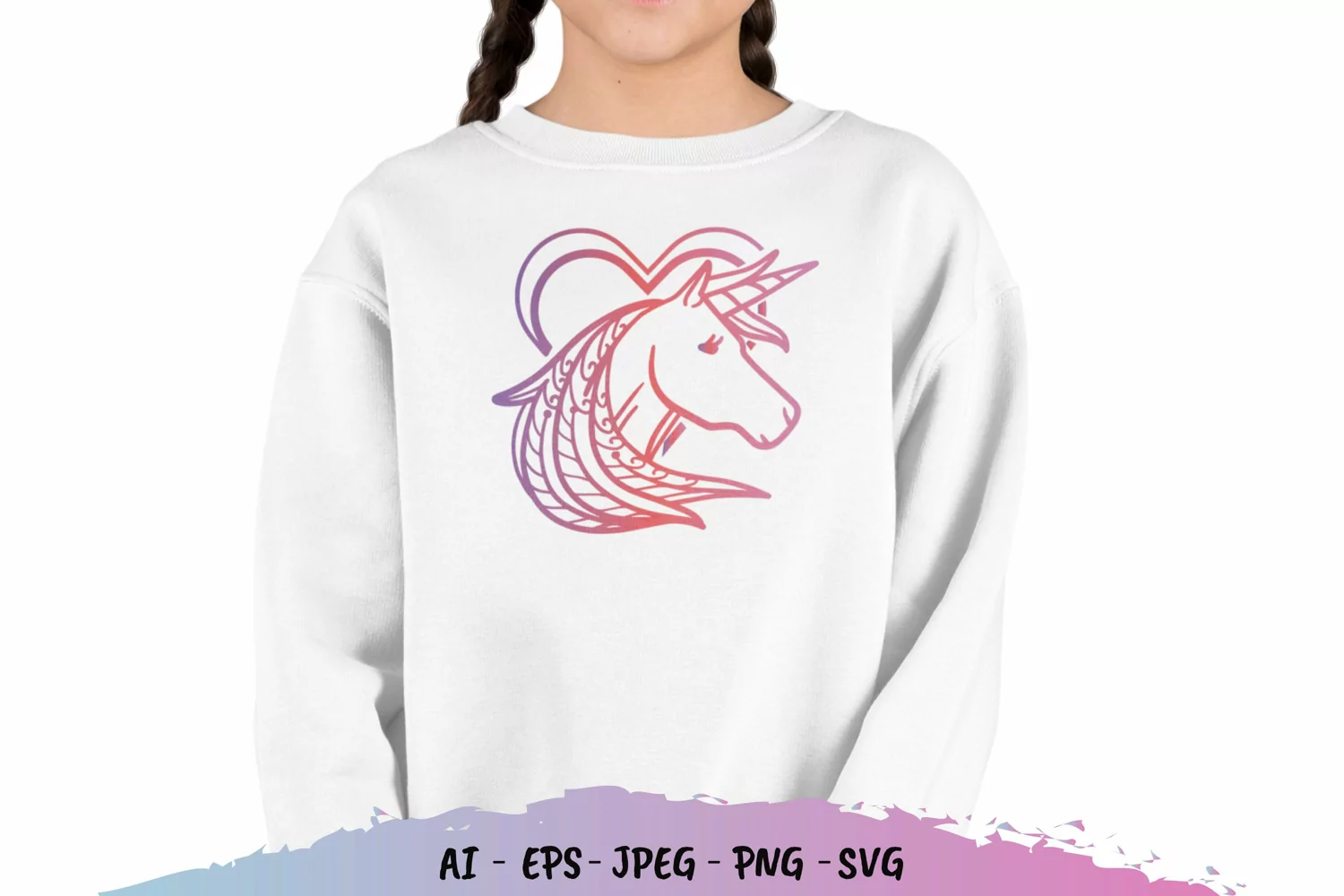 Unicorn in Heart with Gradient Color SVG product image 1