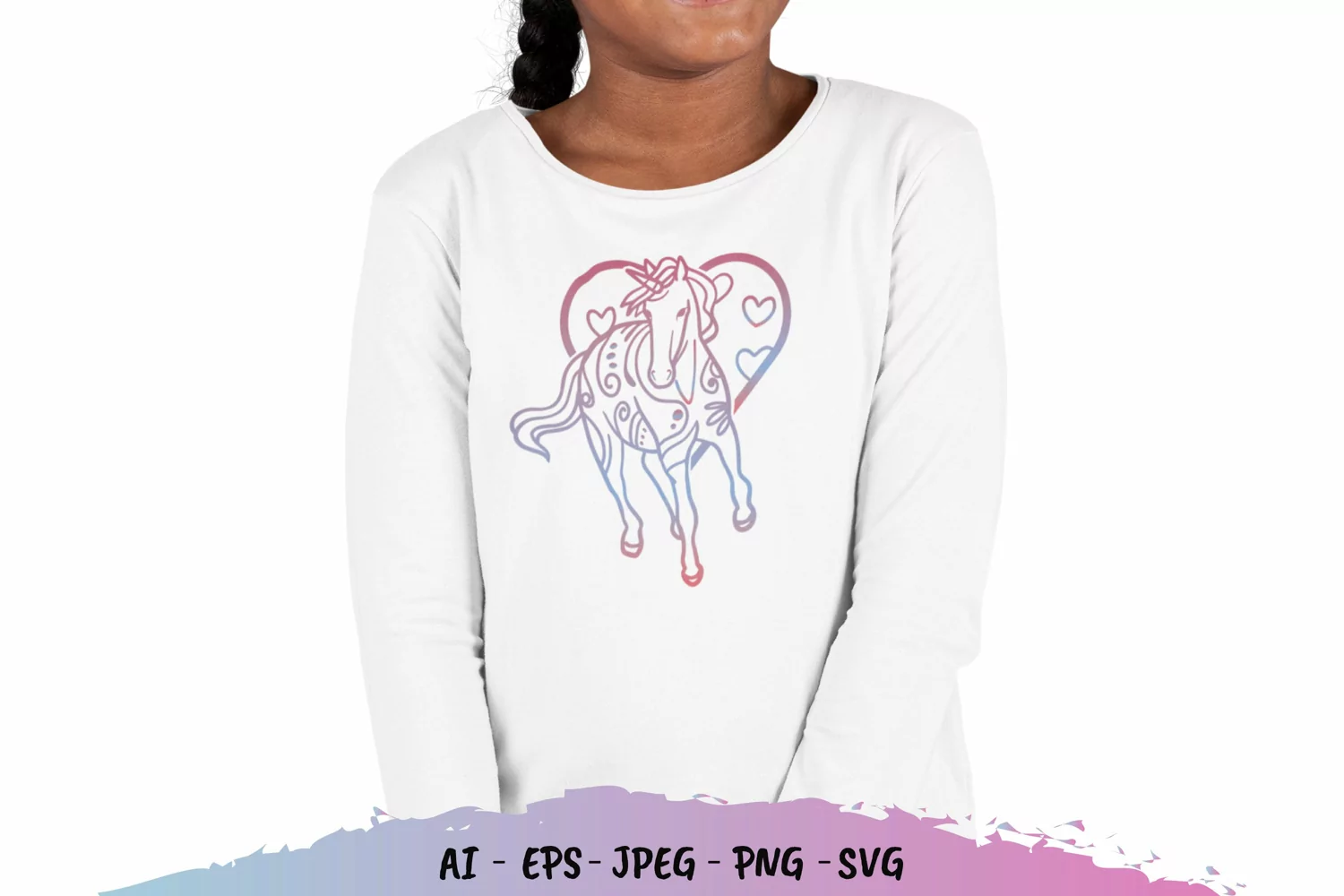 Unicorn in Heart with Gradient Color SVG product image 1