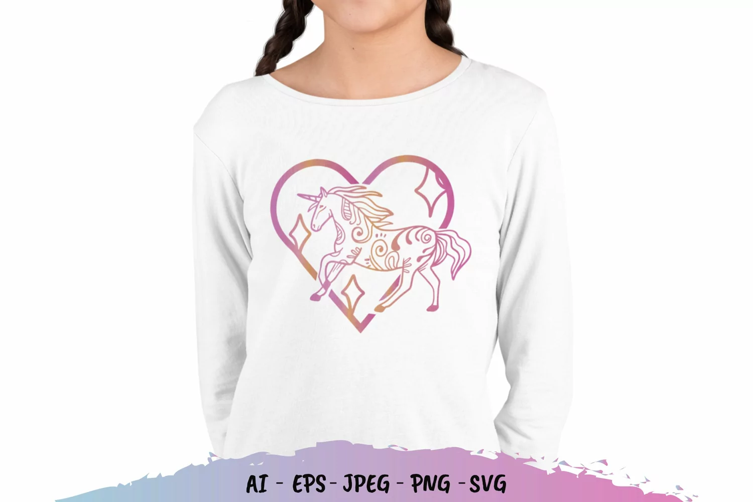 Unicorn in Heart with Gradient Color SVG product image 1