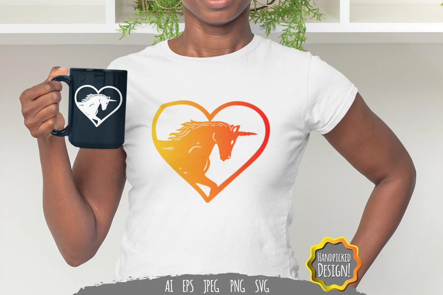 Unicorn in Heart with Gradient Color SVG product image 1