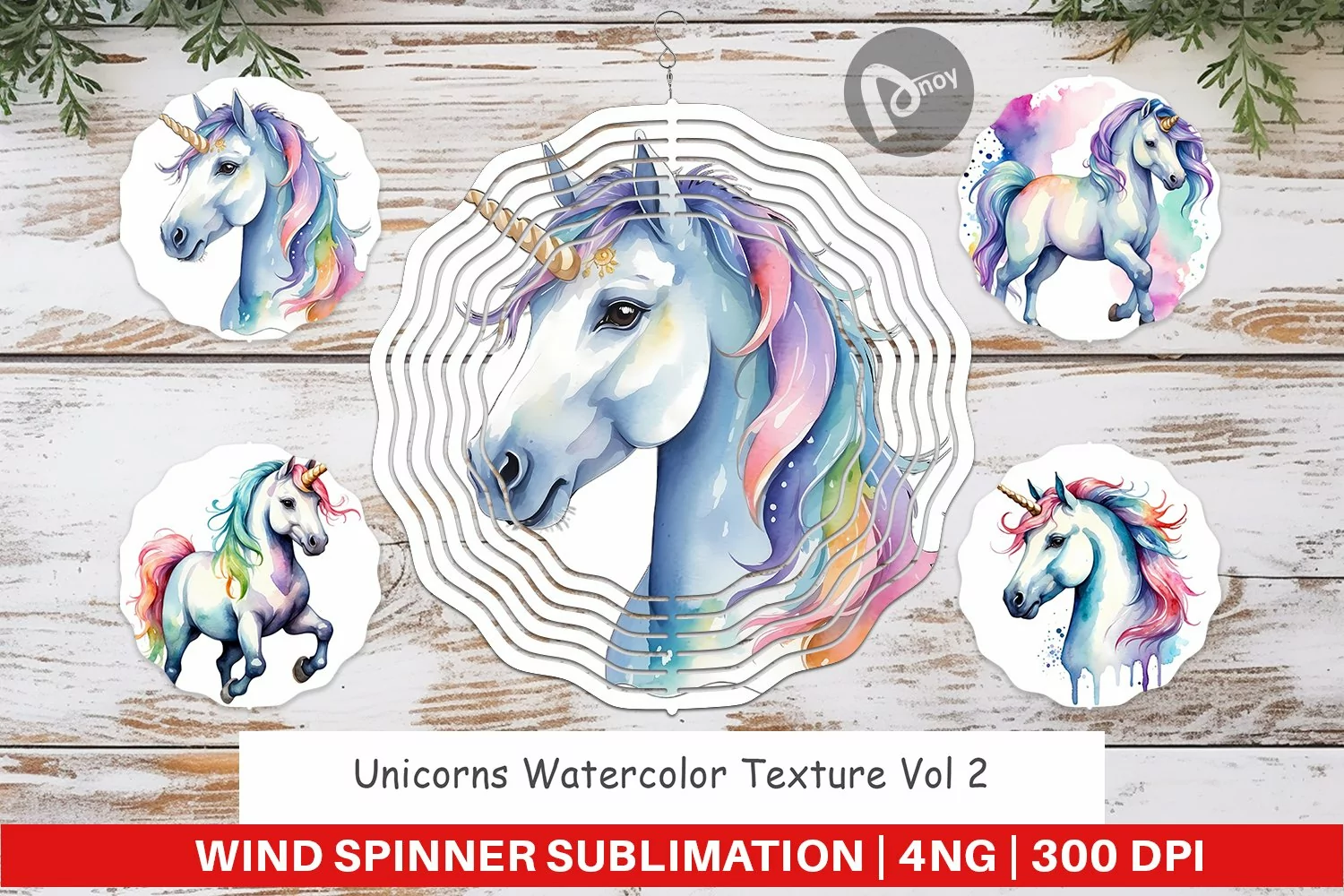 Wind Spinner Unicorns Watercolor product image 1