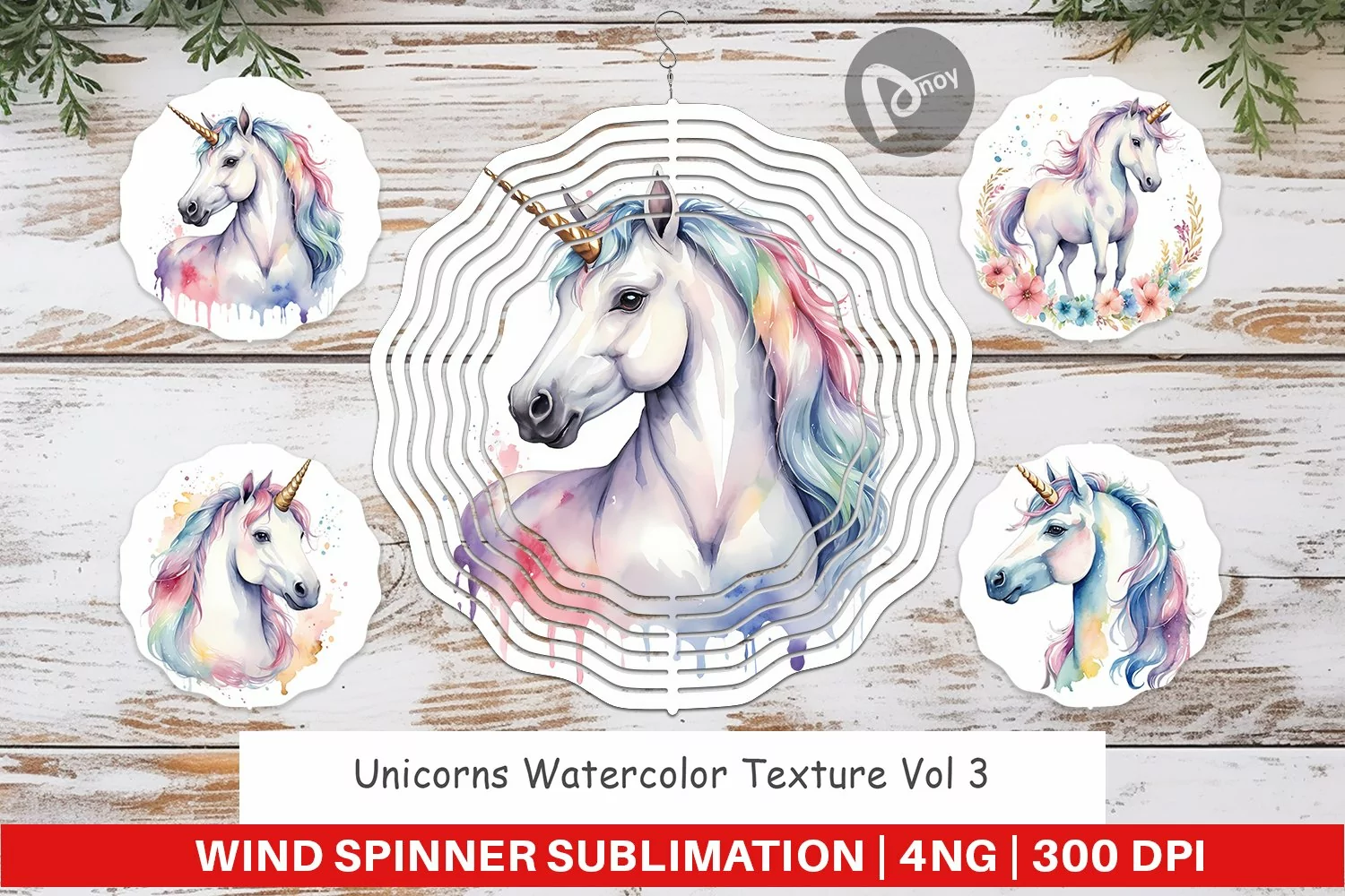 Wind Spinner Unicorns Watercolor product image 1