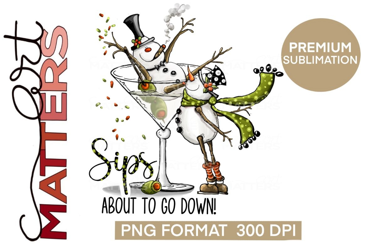 Sips about to go down! Snowman - Hand Painted product image 1