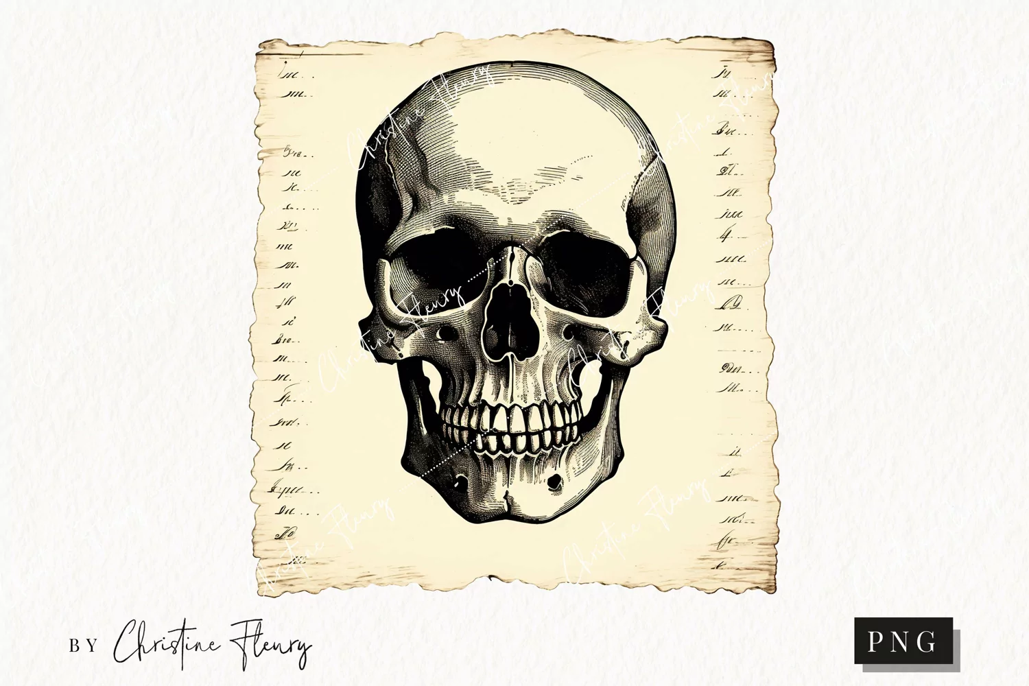Vintage Goth Skull Clipart | Halloween PNG product image 1