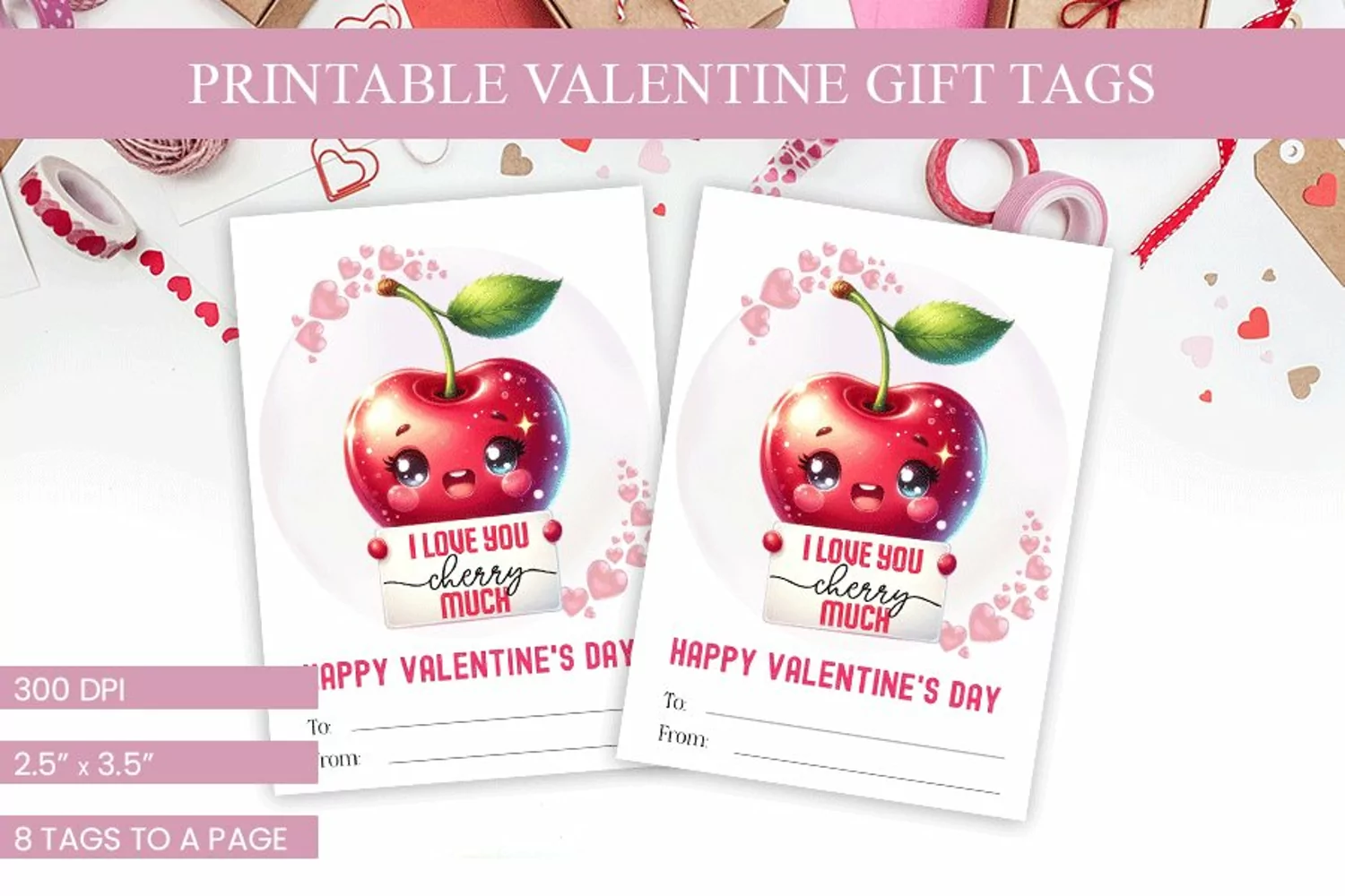 Printable Cherry Valentine's Day Gift Tags - product image 1