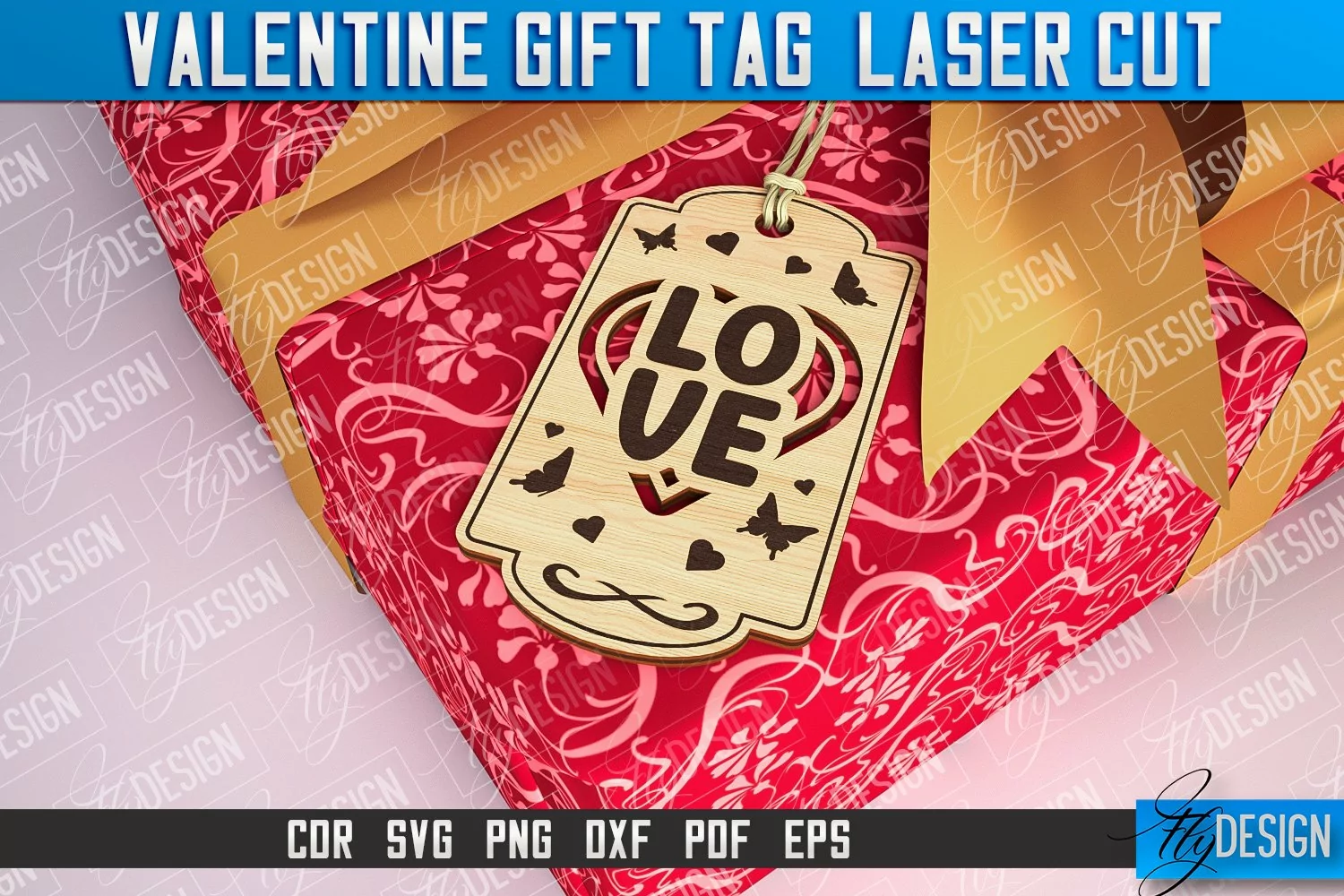 Valentines Gift Tag Laser Cut |Valentine's day Tag Laser Cut product image 1