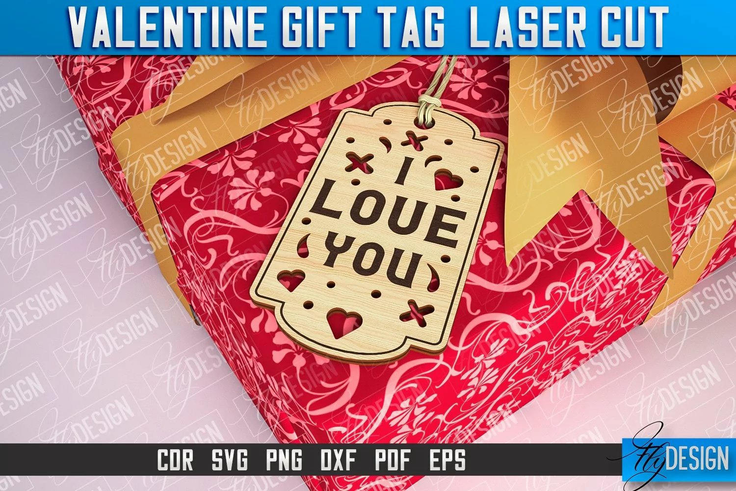 Valentines Gift Tag Laser Cut |Valentine's day Tag Laser Cut product image 1