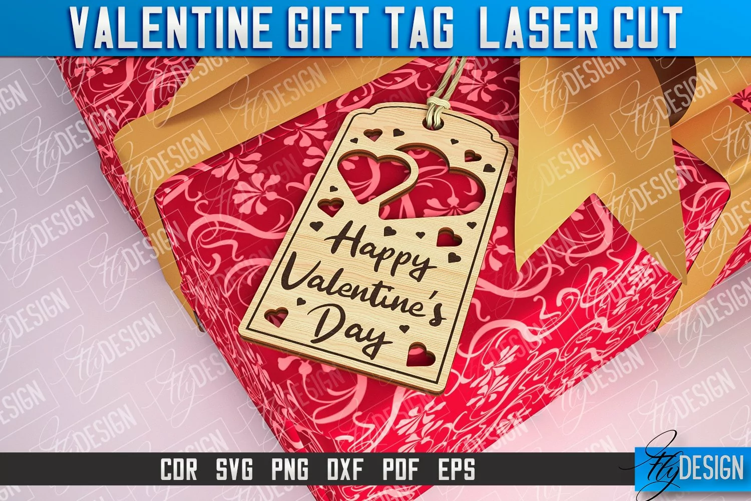 Valentines Gift Tag Laser Cut |Valentine's day Tag Laser Cut product image 1