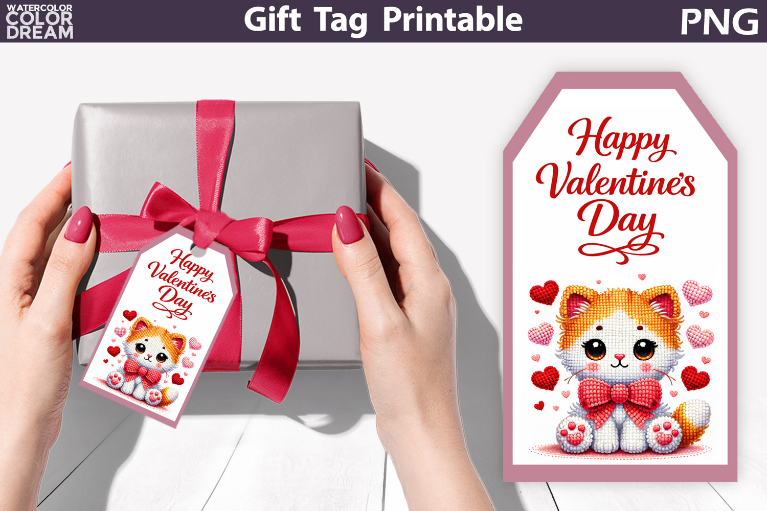 Happy Valentines Day Gift Tag | Junk Journal Card product image 1