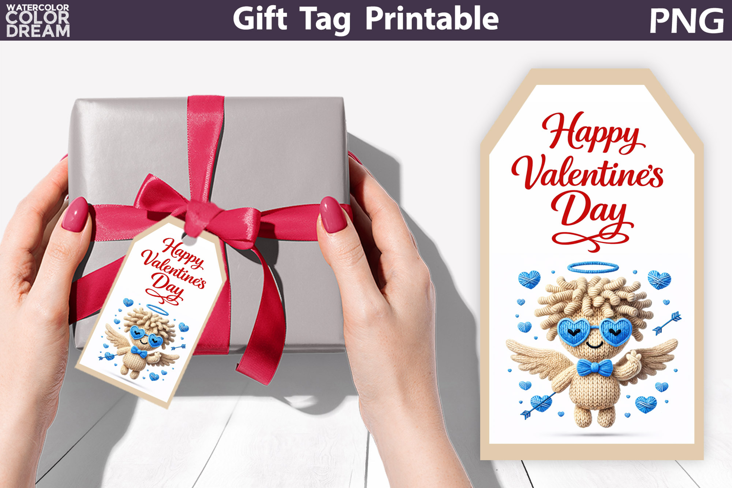 Happy Valentines Day Gift Tag | Junk Journal Card product image 1