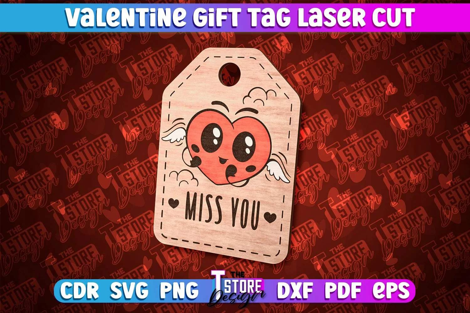 Valentine Gift Tag Laser Cut Design | Valentine Day Design product image 1