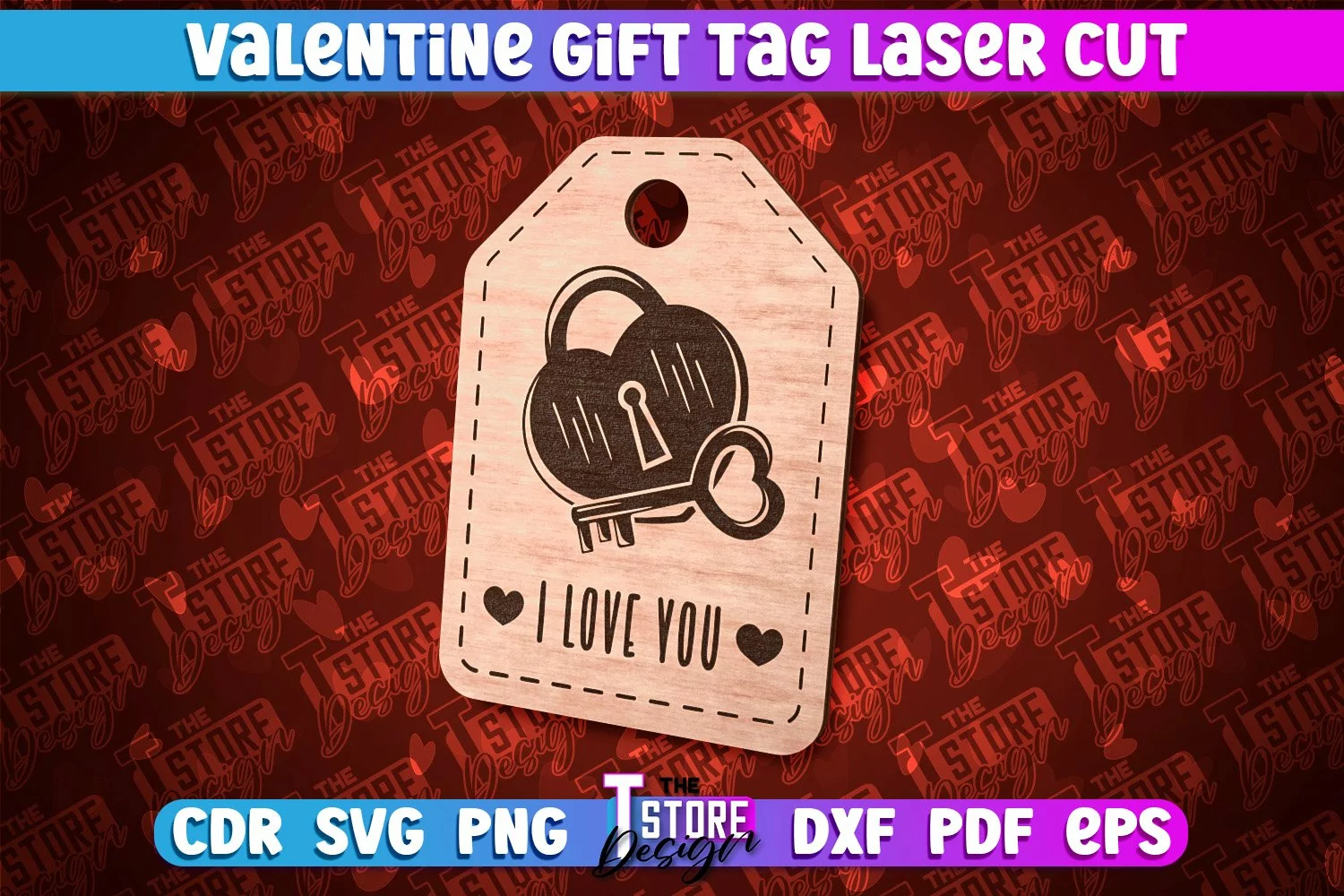 Valentine Gift Tag Laser Cut Design | Valentine Day Design product image 1