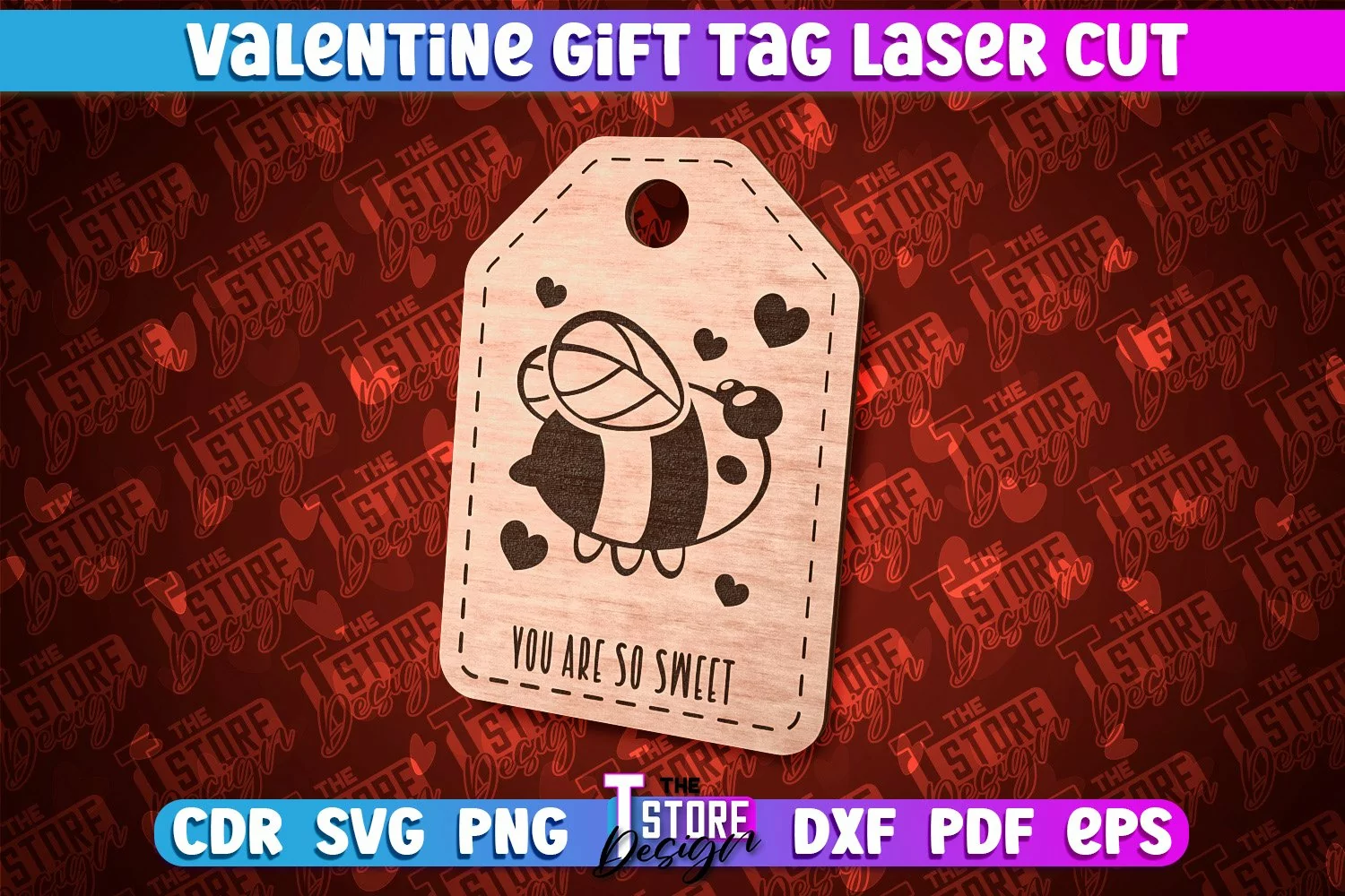 Valentine Gift Tag Laser Cut Design | Valentine Day Design product image 1