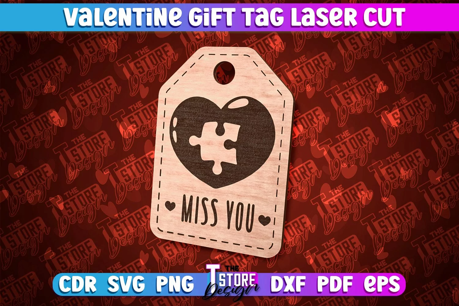 Valentine Gift Tag Laser Cut Design | Valentine Day Design product image 1