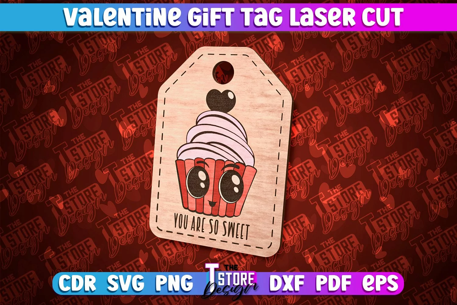 Valentine Gift Tag Laser Cut Design | Valentine Day Design product image 1