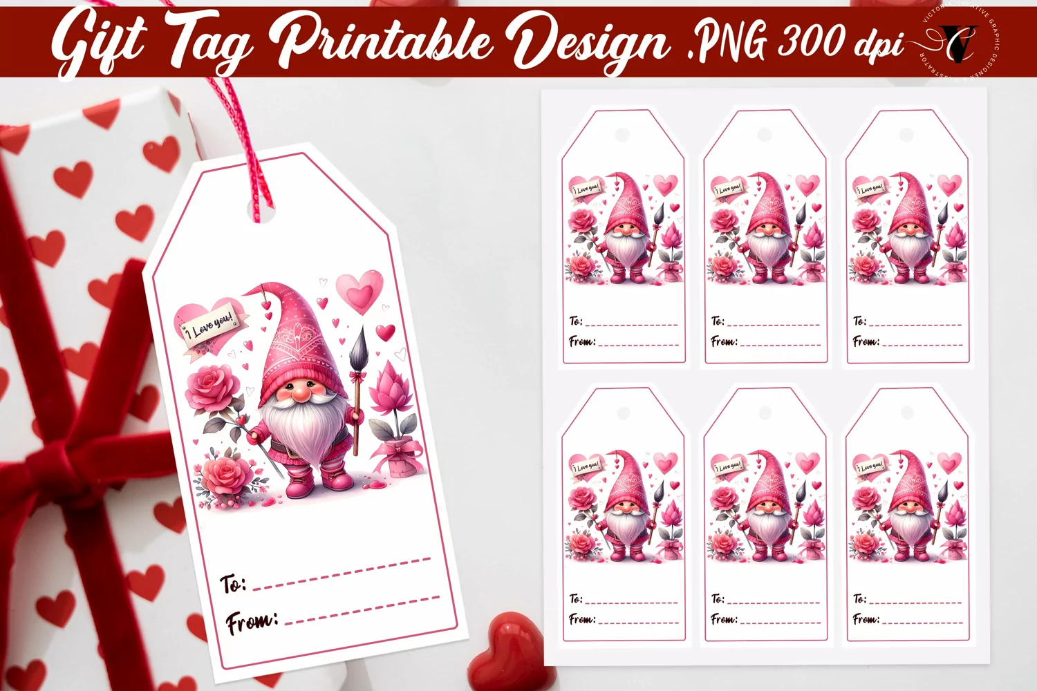 Valentines Tags | Valentines Gnome product image 1