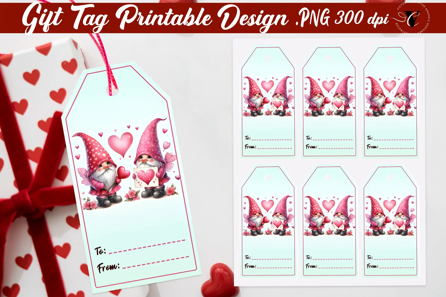 Valentines Tags | Valentines Gnome product image 1