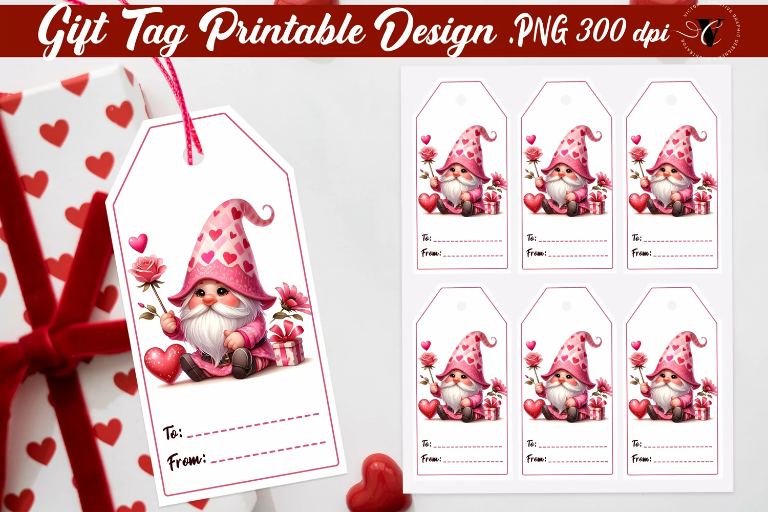 Valentines Tags | Valentine gnome product image 1