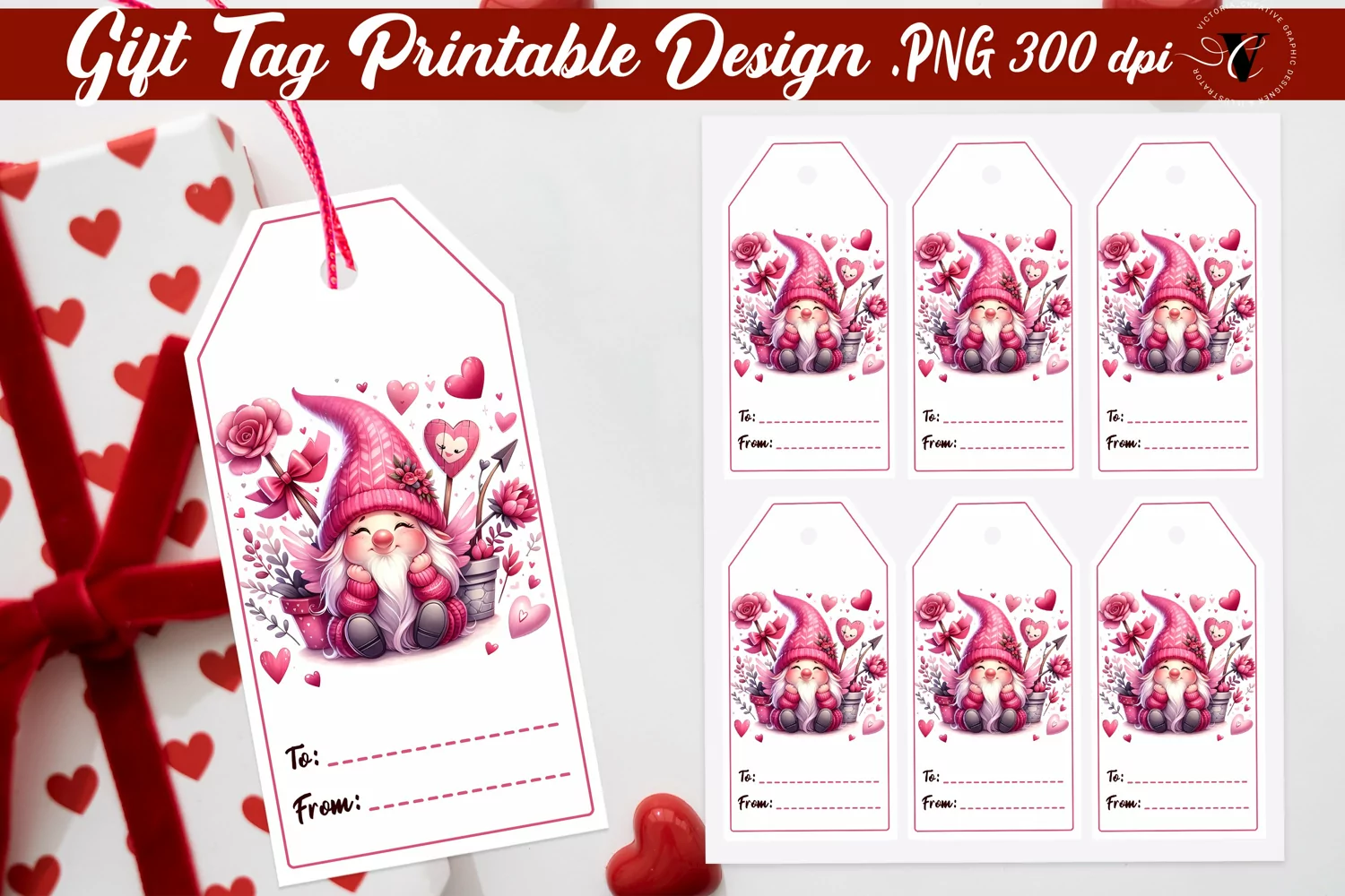 Valentines Tags | Valentine gnome product image 1