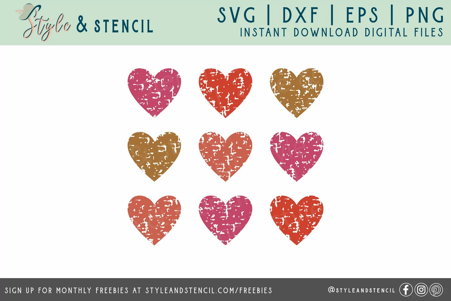 Hearts SVG - Distressed Hearts - Valentine Shirt SVG product image 1