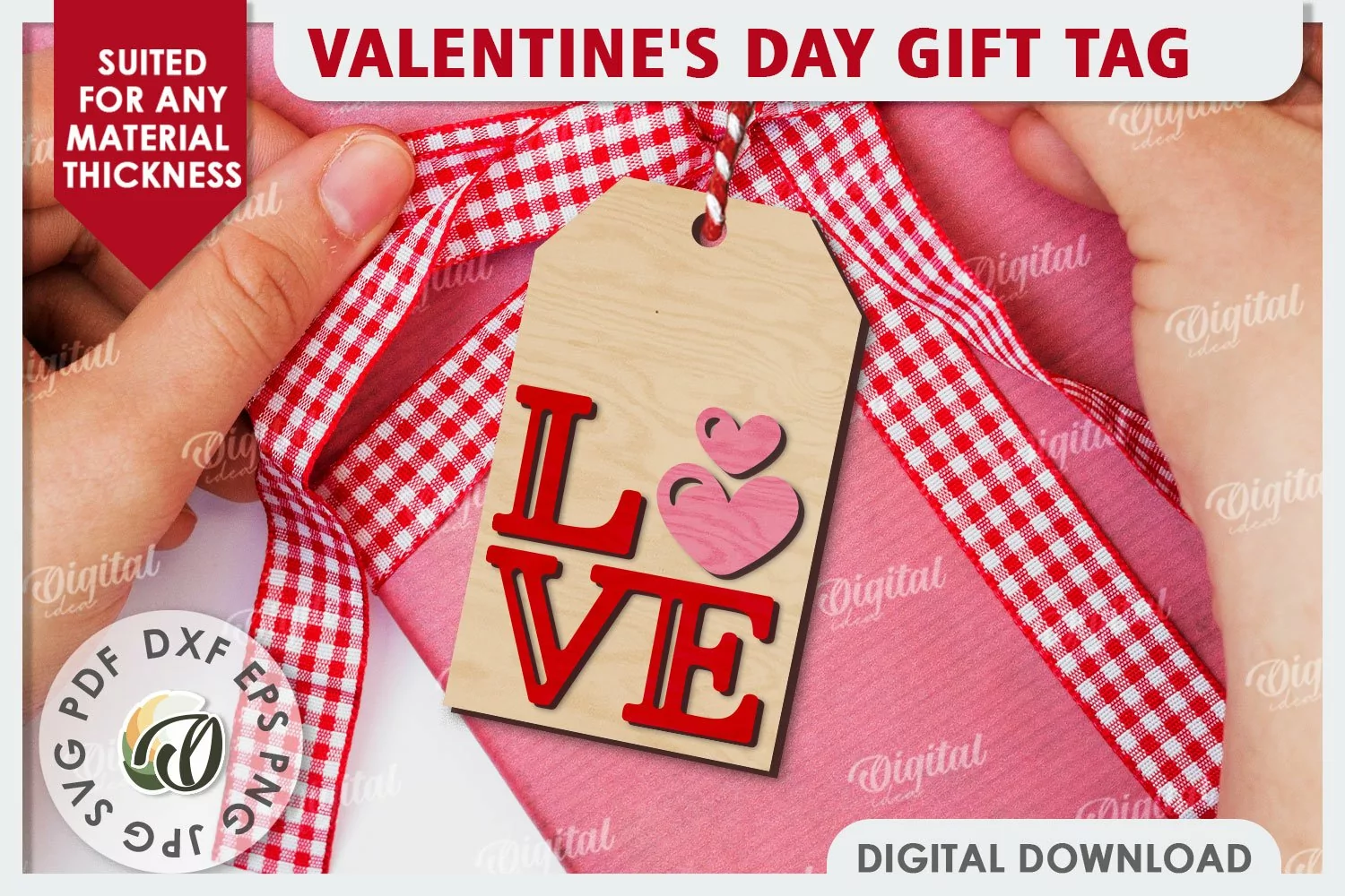 Valentine's Day Gift Tag Laser Cut. Valentine's Decor SVG product image 1