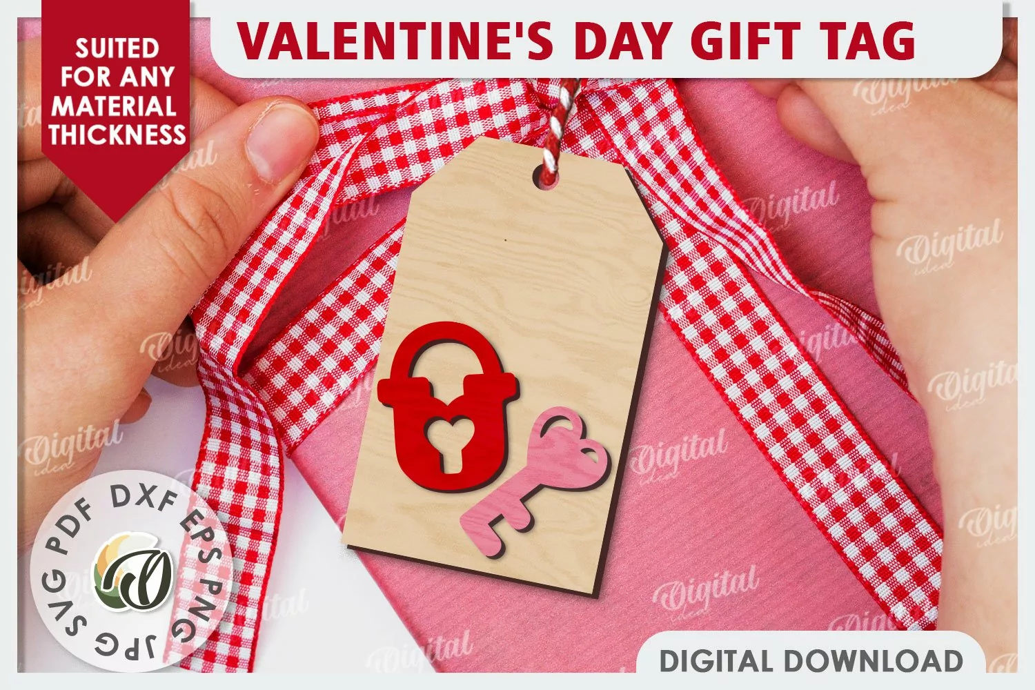 Valentine's Day Gift Tag Laser Cut. Valentine's Decor SVG product image 1