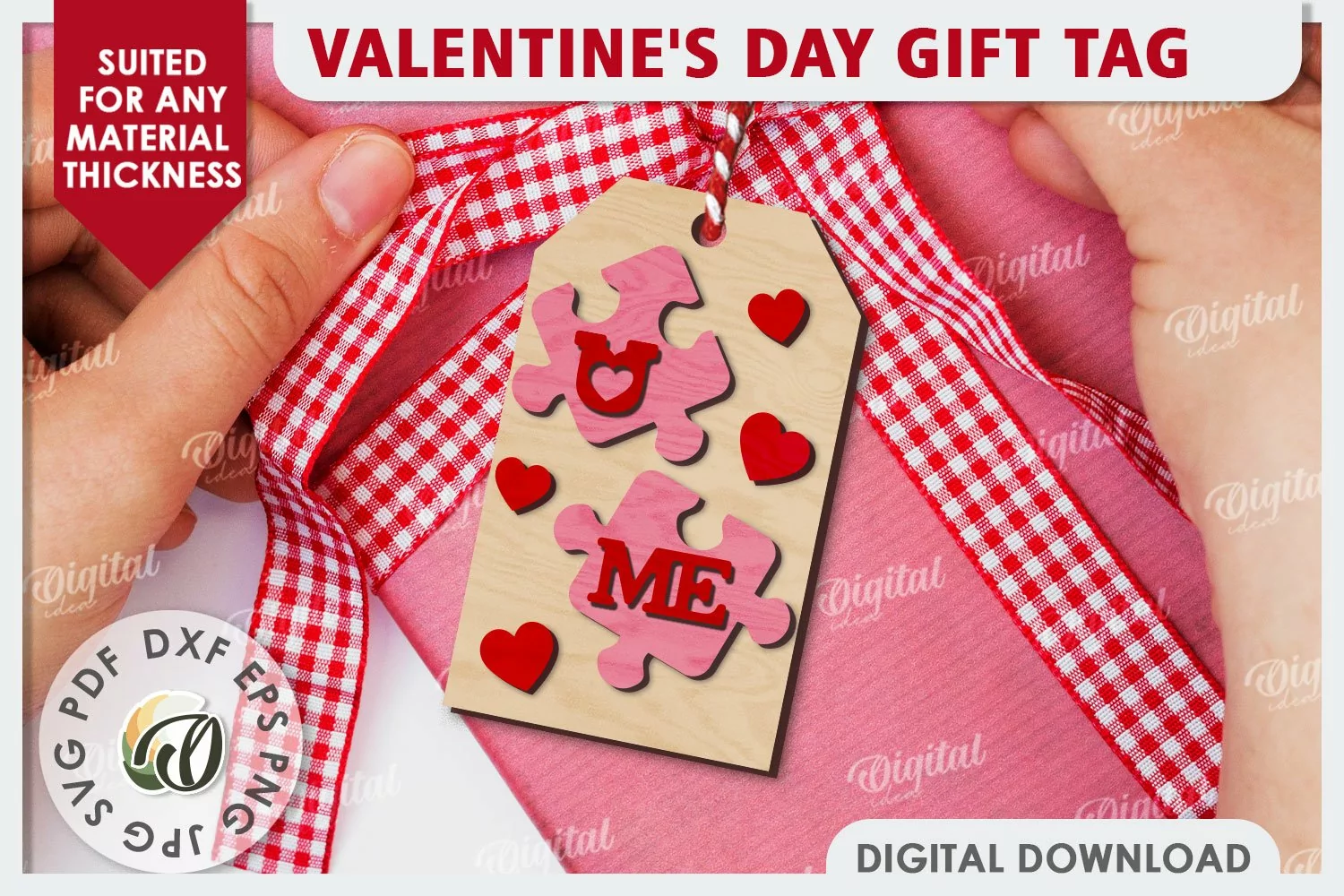 Valentine's Day Gift Tag Laser Cut. Valentine's Decor SVG product image 1