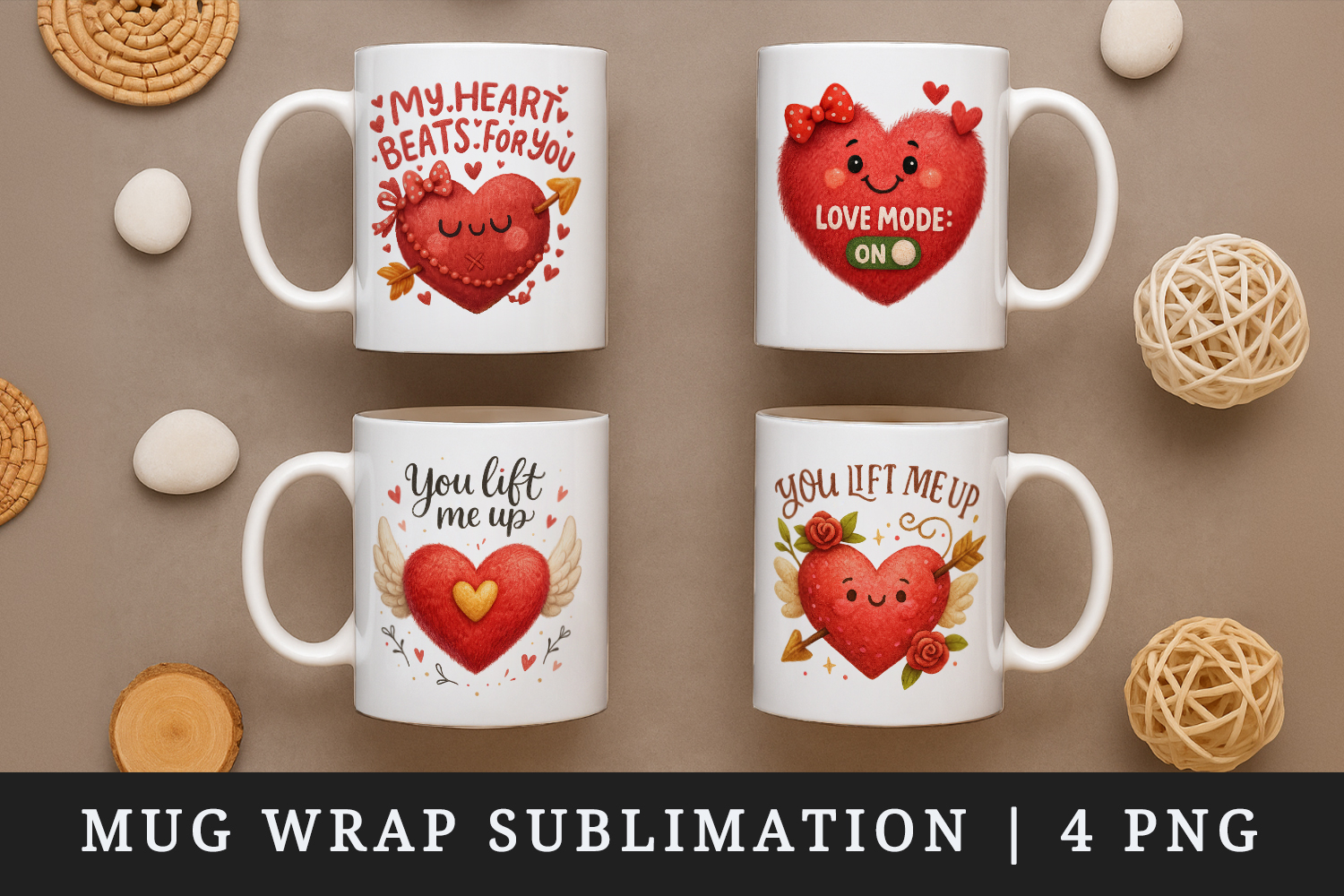 Valentine's Day mug wrap printable sublimation design product image 1