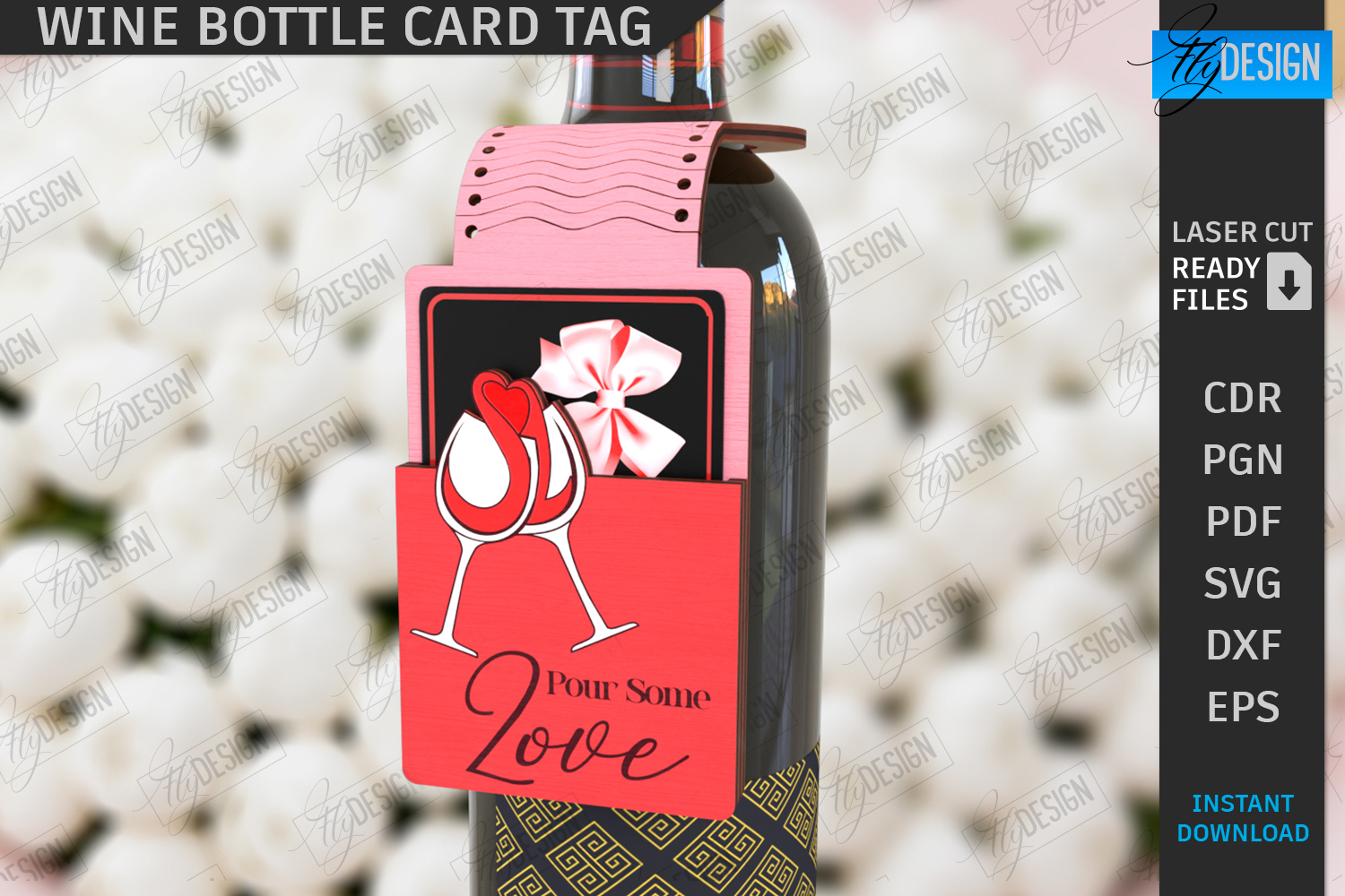 Valentine's Day Wine Bottle Tag Laser Cut | Valentine's Gift product image 1