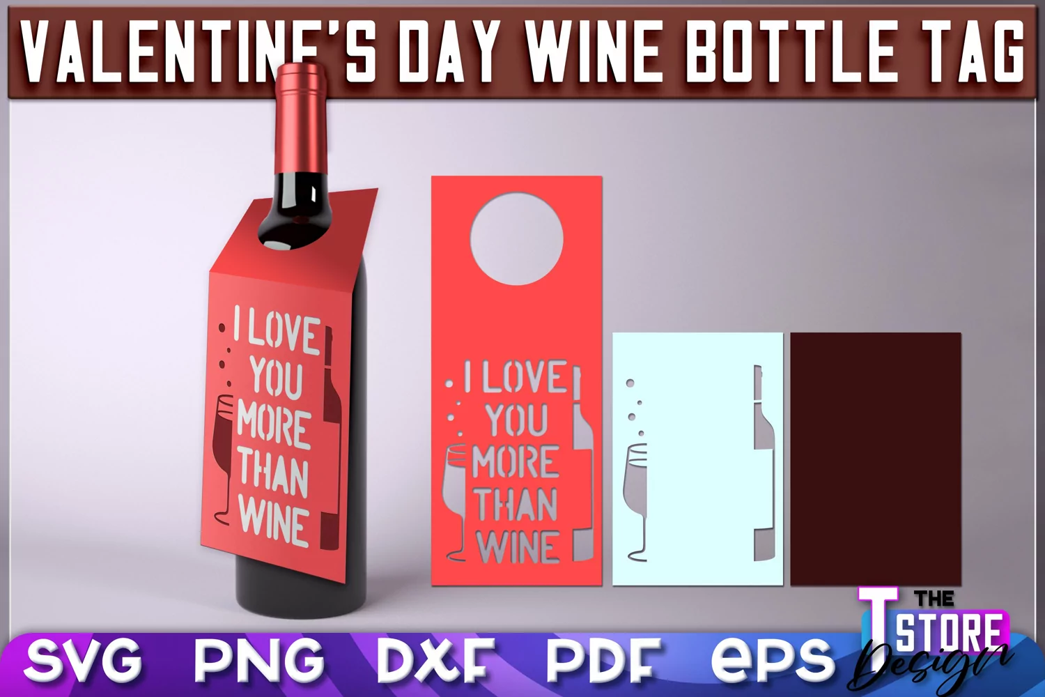 Valentine's Day Wine Bottle Tag | Paper Cut Design |SVG File product image 1