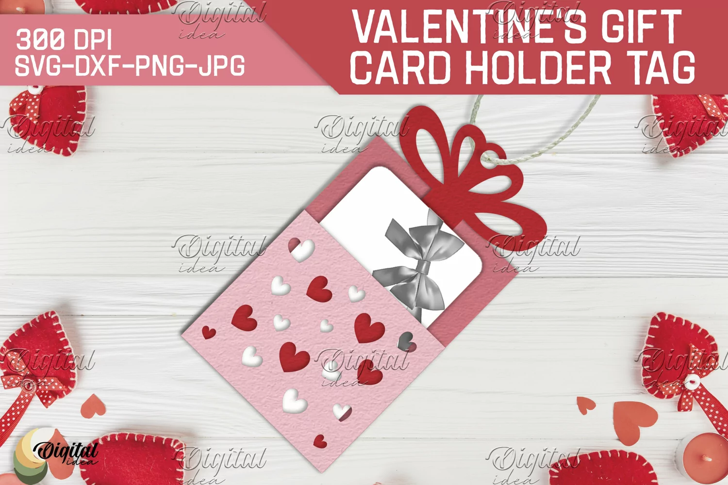 Gift Card Holder Tag. Valentine's Day Paper Cut product image 1