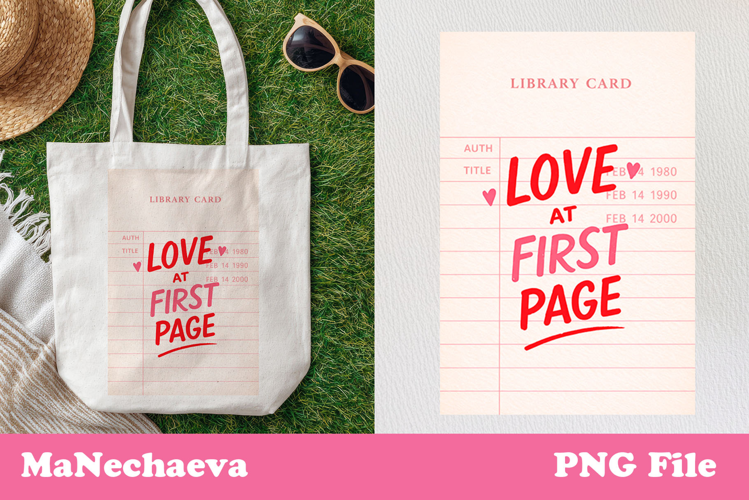 Retro Library Book Card Sublimation | Valentine Quote Print product image 1