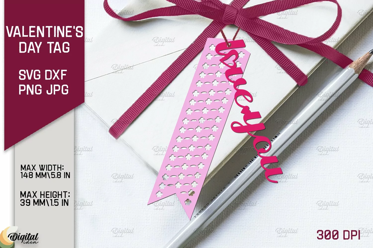 Valentine Layered Tag. Gift Label Paper Cut. I Love You SVG product image 1