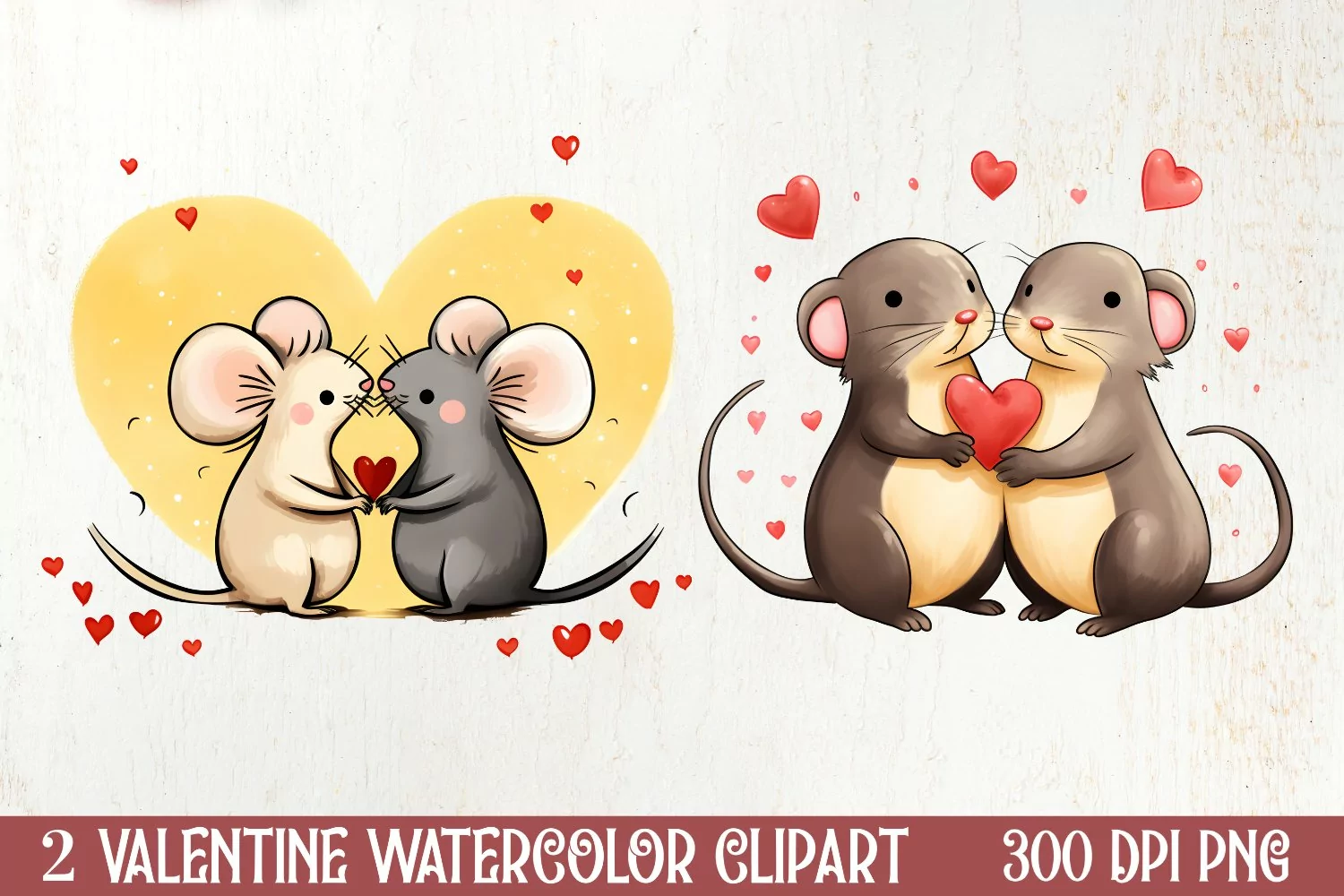 Couple Cat Cup Valentine Clipart, Valentines Clipart product image 1