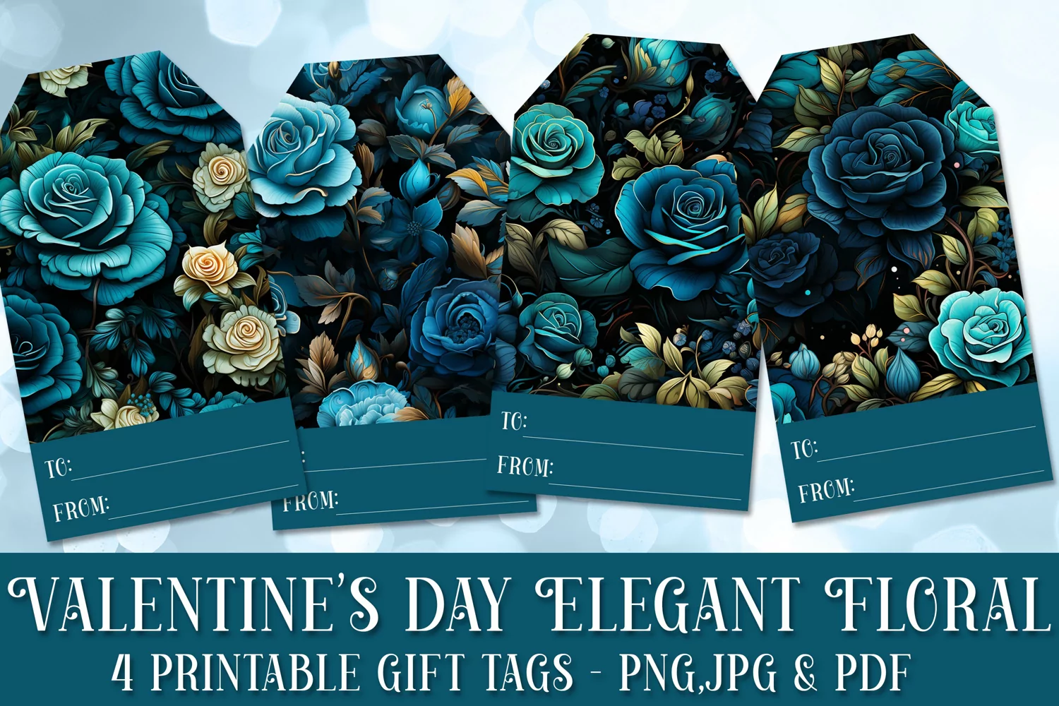 Valentine's Day Elegant Roses Printable Gift Tags & Sheet 15 product image 1