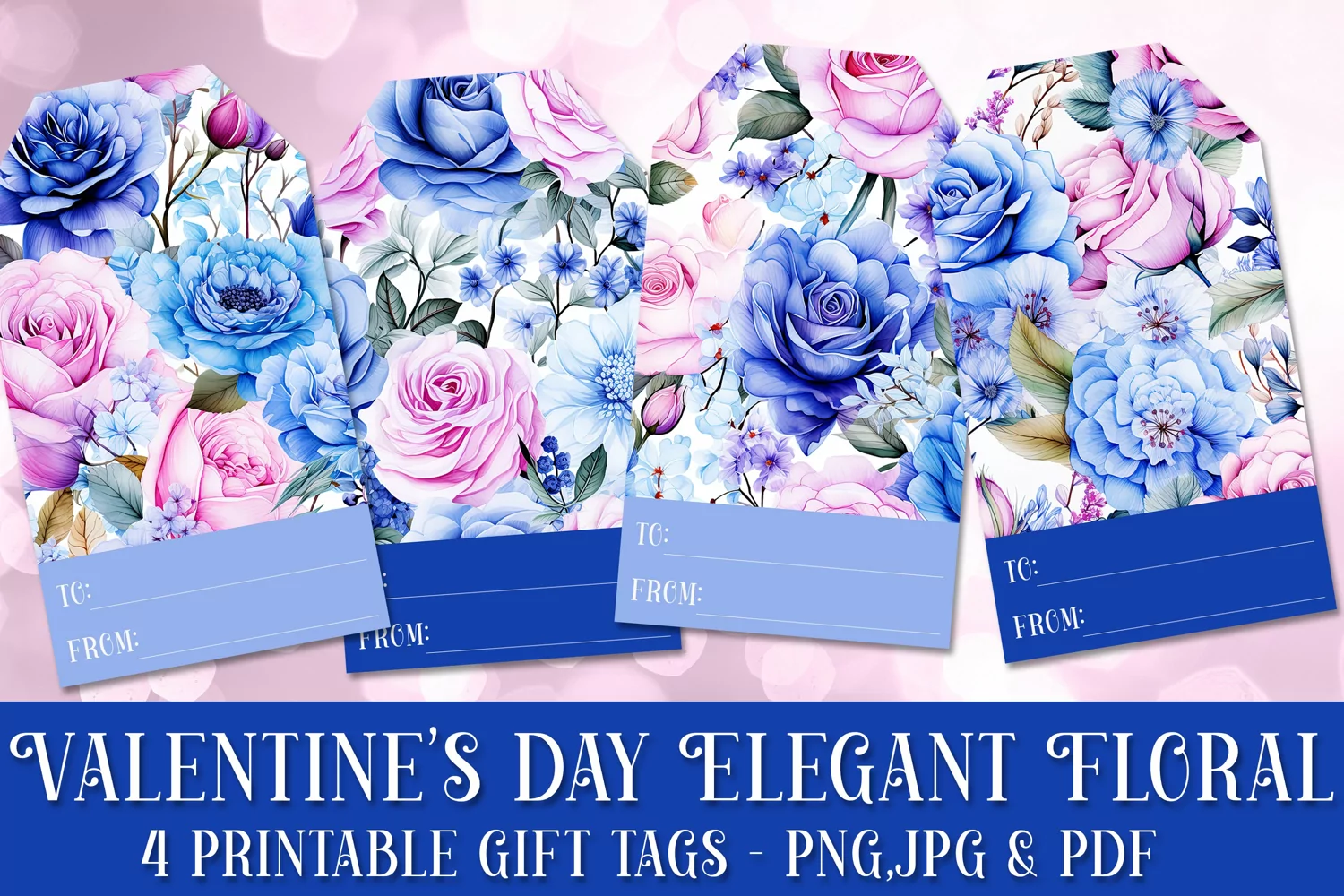 Valentine's Day Elegant Roses Printable Gift Tags & Sheet 18 product image 1