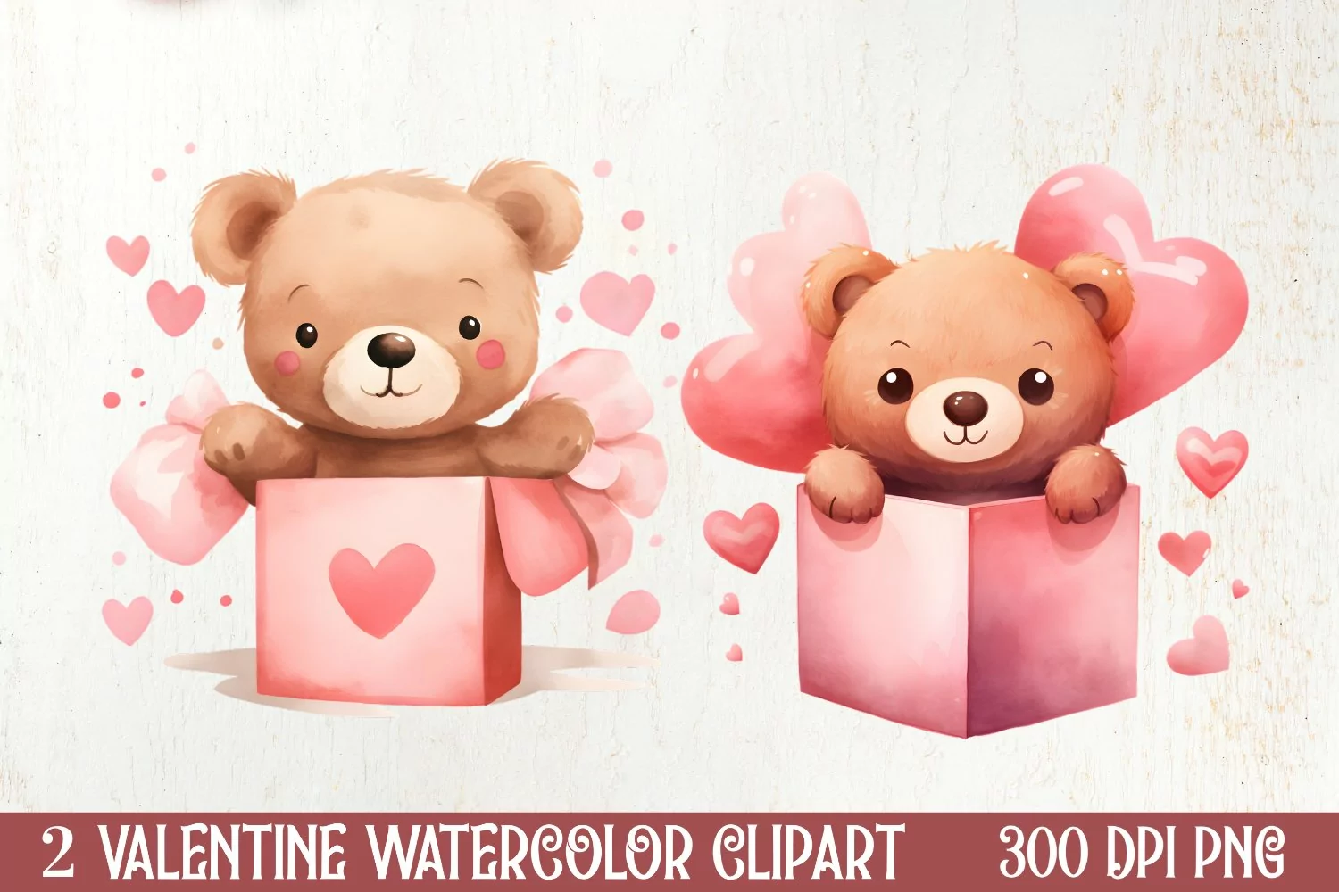 Little Bear Valentine Clipart, Valentines PNG product image 1