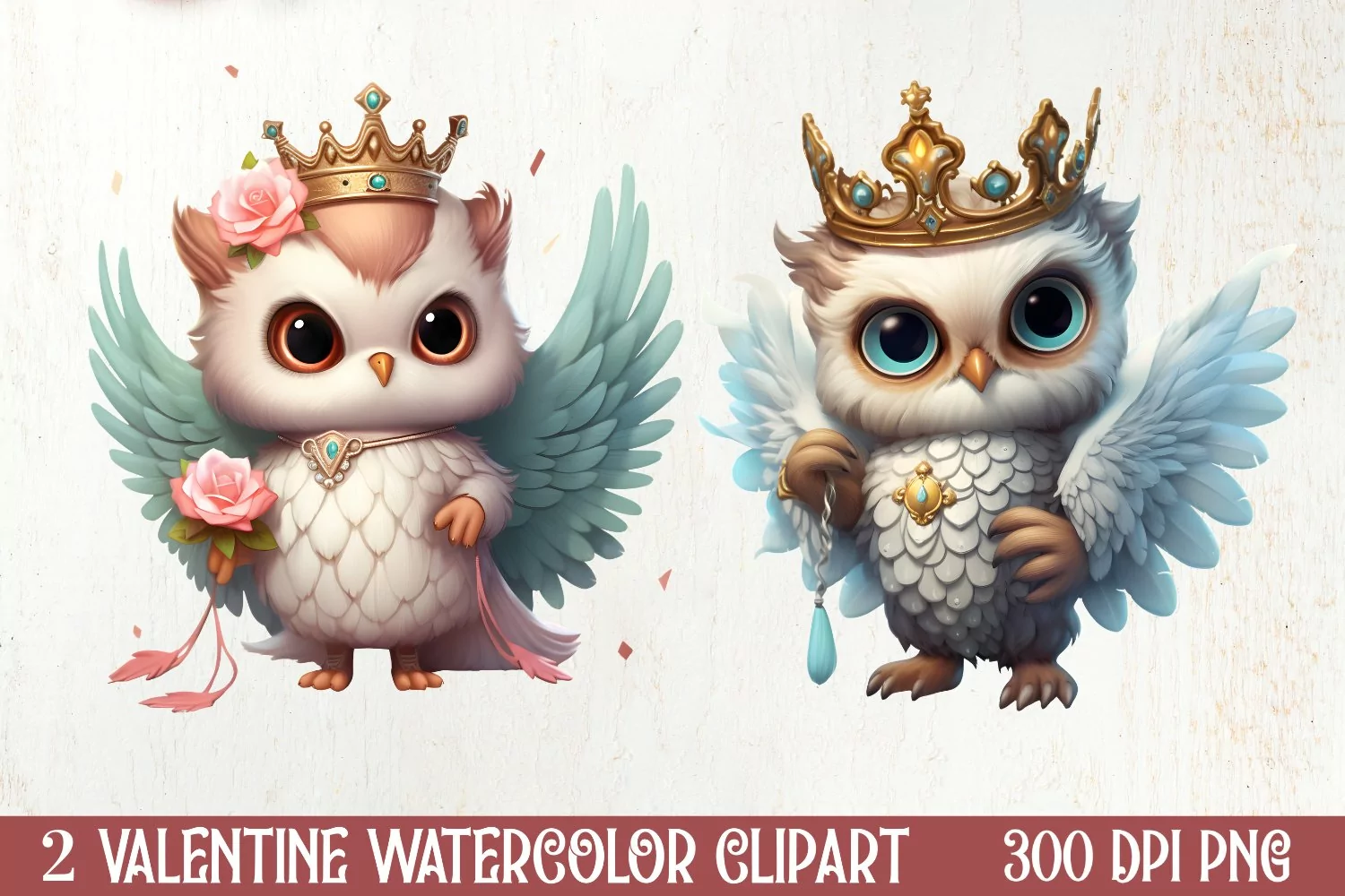 Chibi Angel Kitty Valentine Clipart, Valentines PNG product image 1