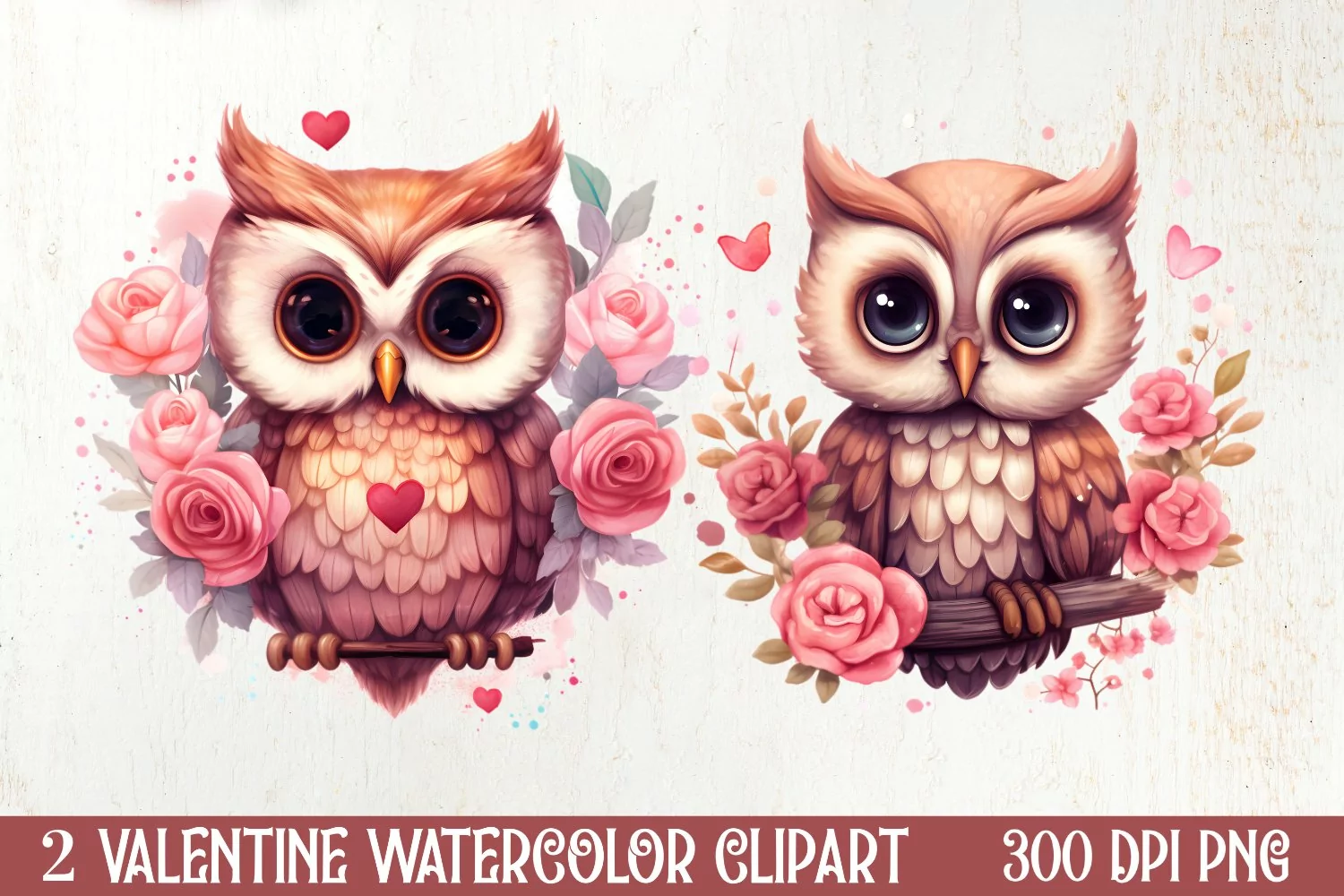 Owl Valentines Day Sublimation Clipart, Christmas Clipart product image 1