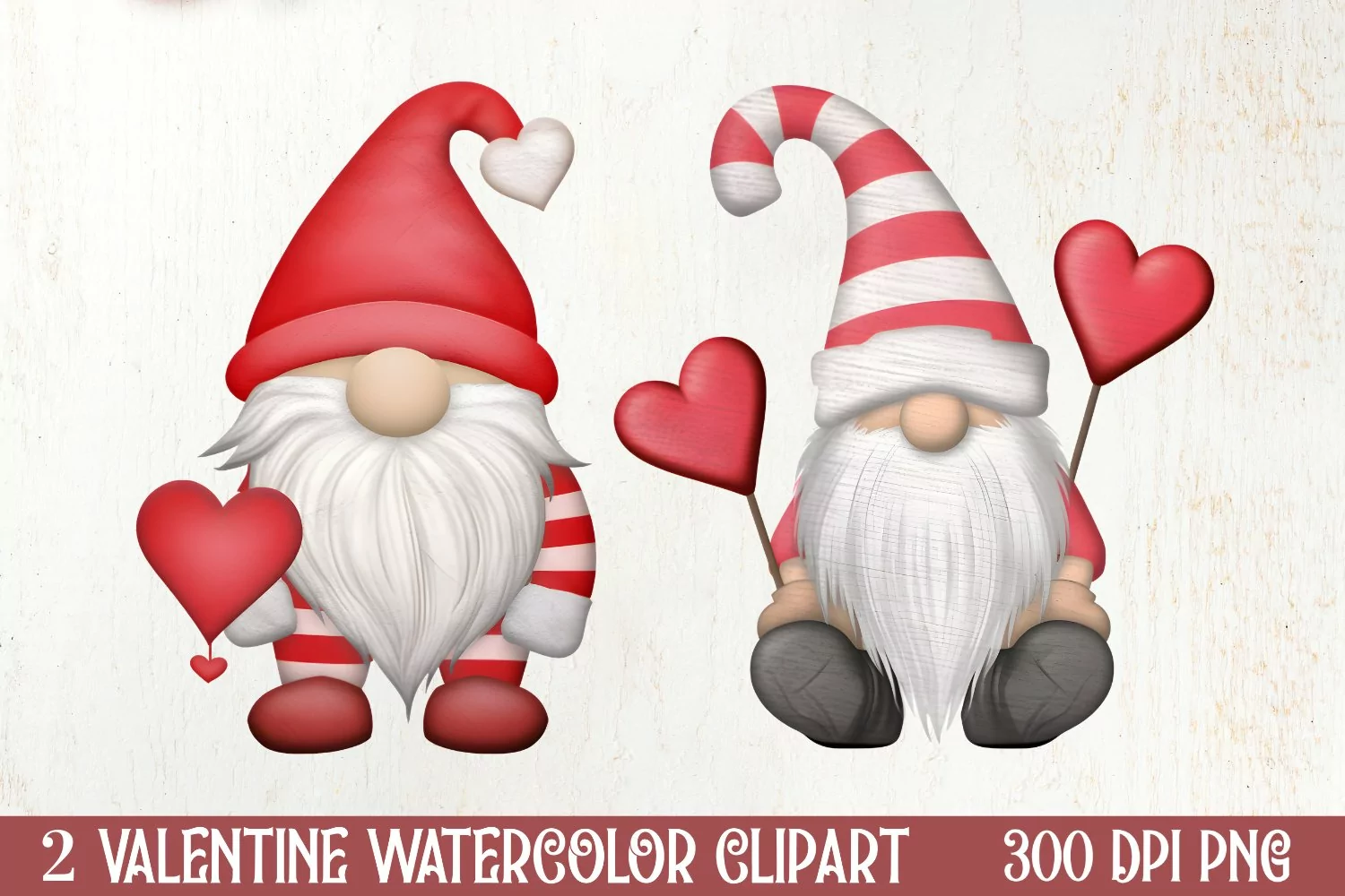 Gnome Watercolor Valentines Clipart, Valentines Clipart product image 1