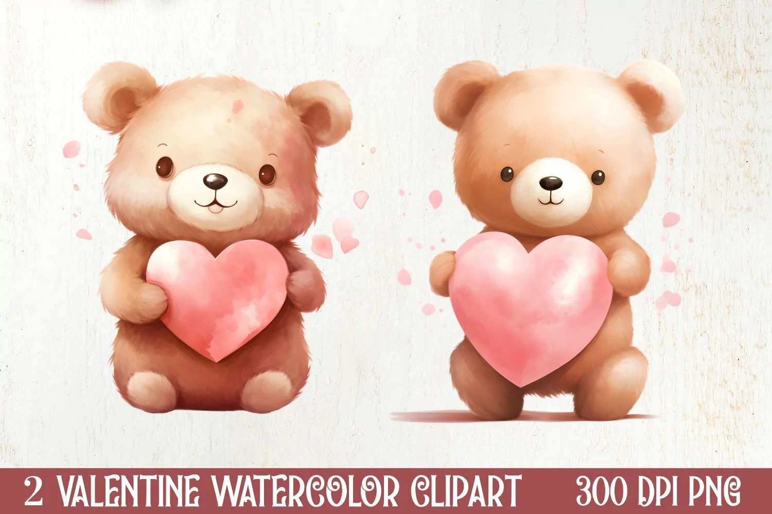 Little Bear Valentine Clipart, Valentines PNG product image 1