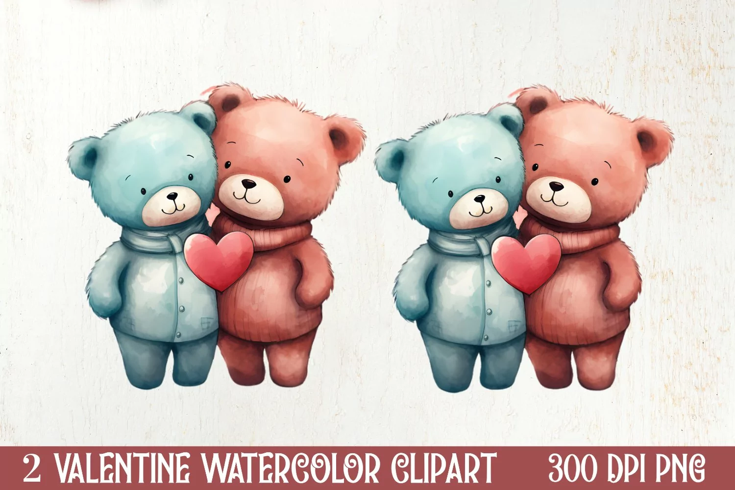 Valentines Day Couple Teddy Bear, Christmas Clipart product image 1